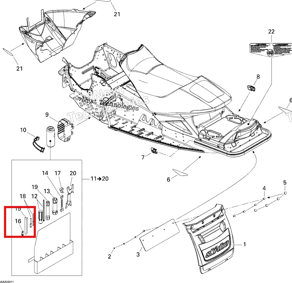 Деталь 529024400 (Деталь Rope Adaptor. Includes 15 To 16) на схеме узла 2009 Ski-Doo GSX Fan Utilities