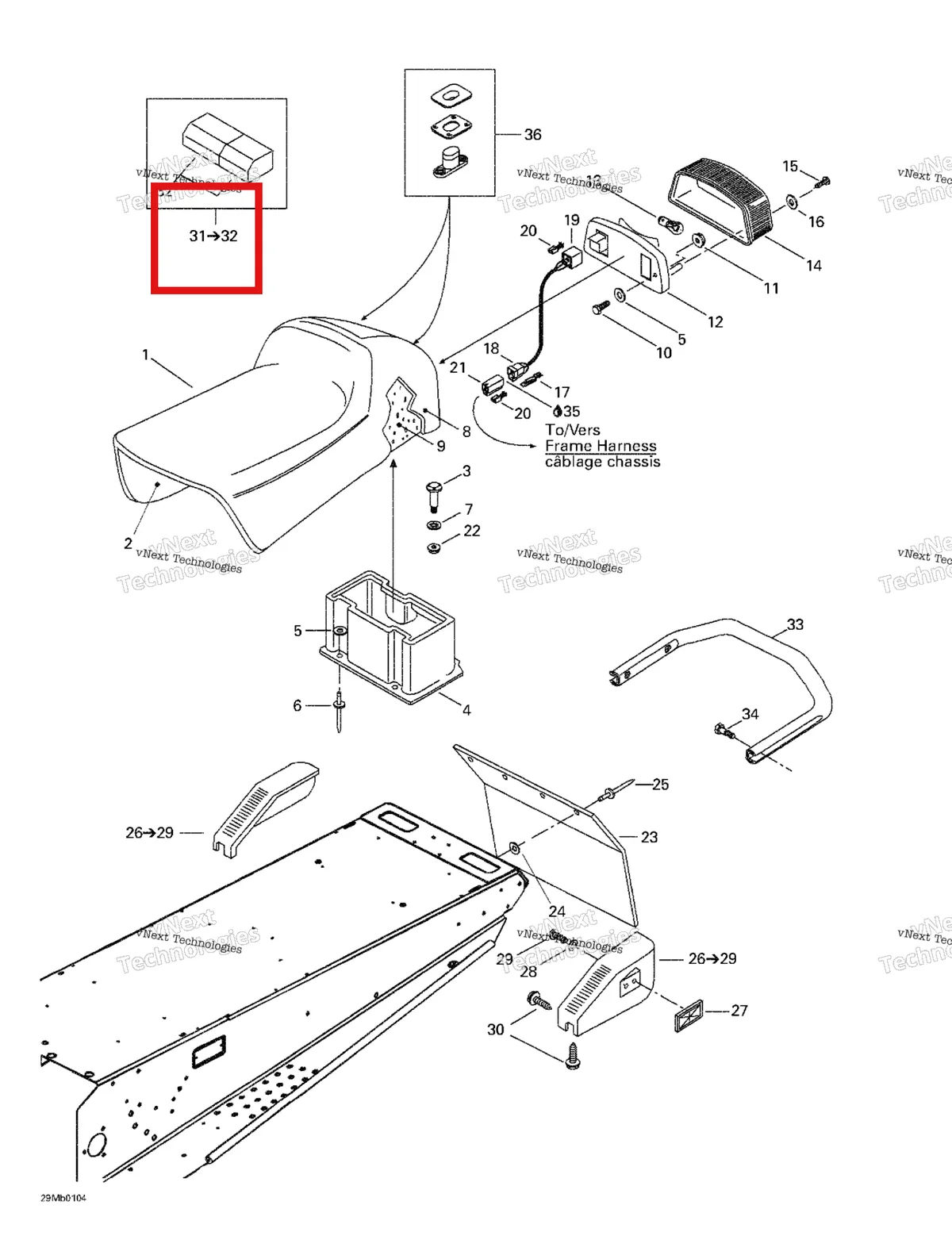 Деталь 529035571 на схеме узла 2001 Ski-Doo Formula Deluxe 380 F Seat And Accessories