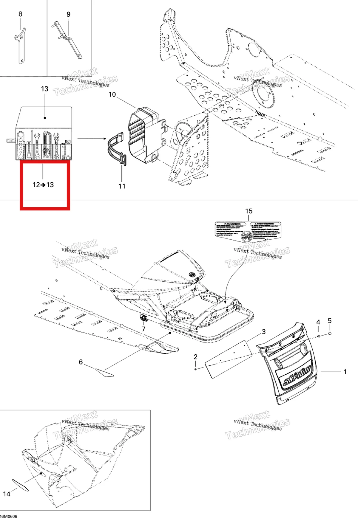 Деталь 529035596 (Деталь Tool Set. Includes 8 To 9) на схеме узла 2006 Ski-Doo GSX 500SS Utilities