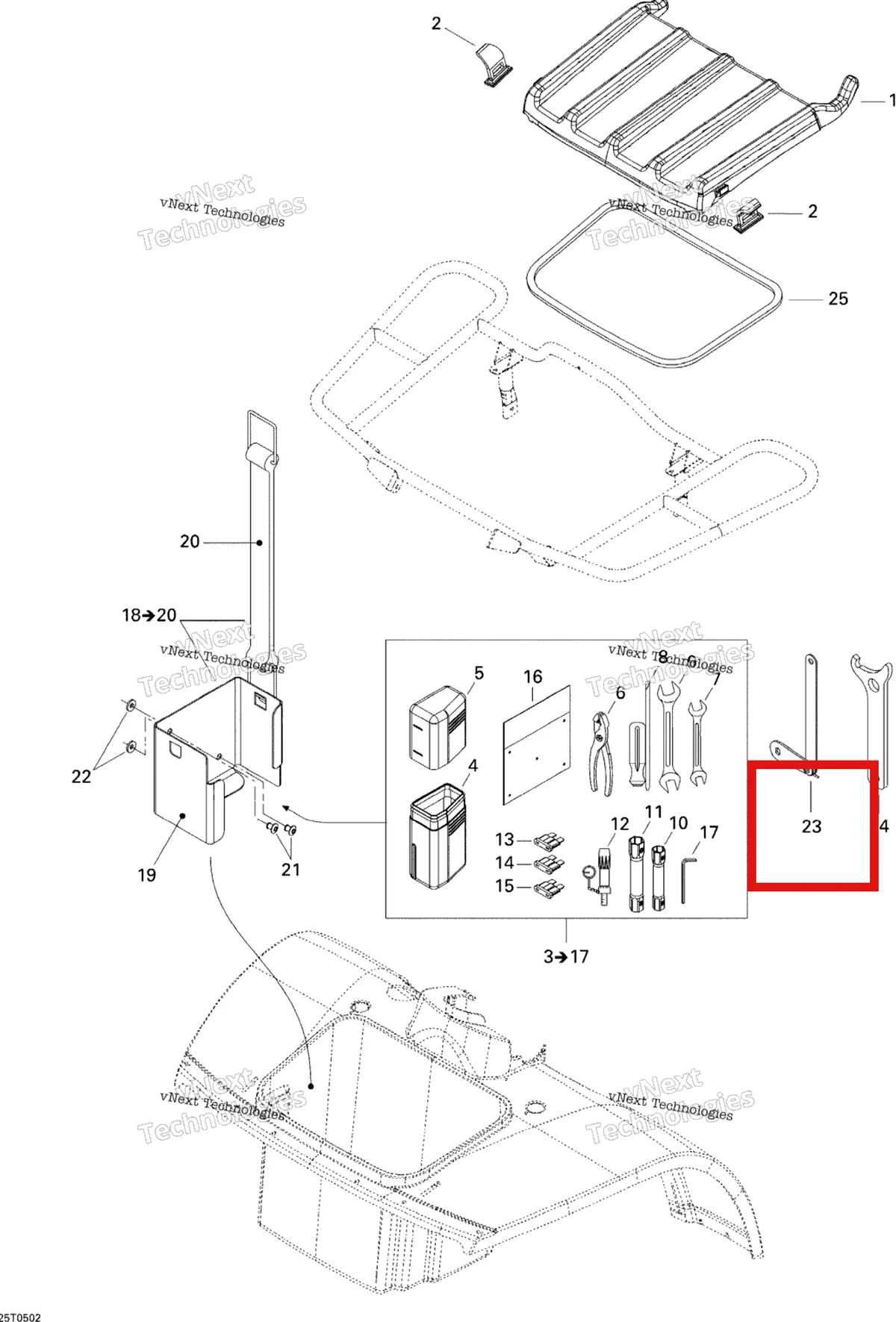 Деталь 529035599 на схеме узла 2005 Can-Am Traxter 5 Speed Front Storage Compartment