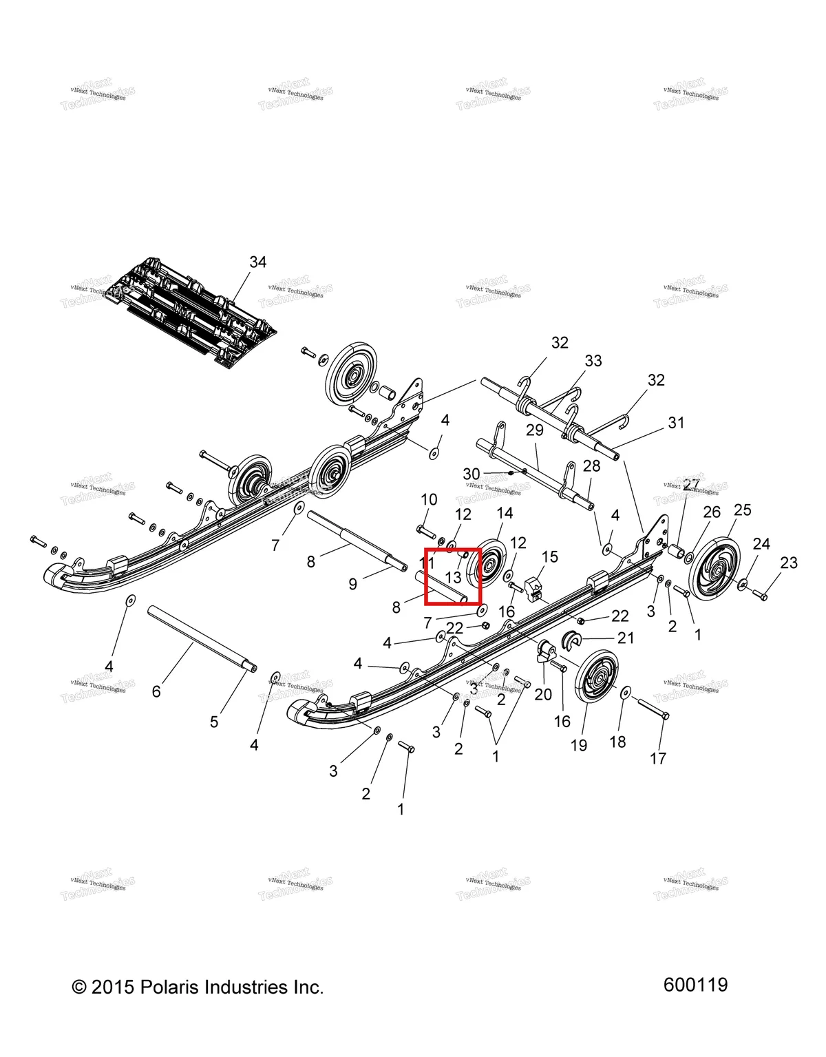 Деталь 5332786 (Проставка Polaris Widetrak LX (2006) (5332786)) на схеме узла Suspension, Rear