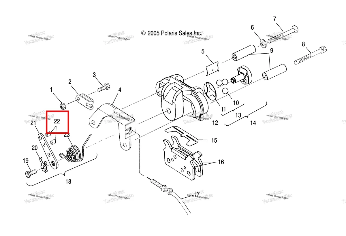 Деталь 5332795 (Втулка Polaris Widetrak LX (2006) (5332795)) на схеме узла Brake