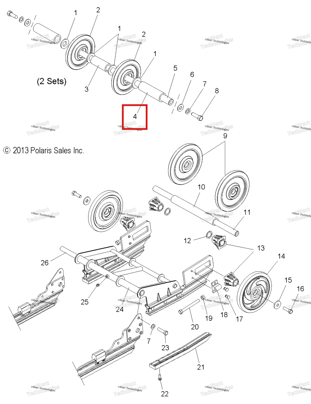 Деталь 5333019-067 (Наружный проставка Polaris Widetrak LX (2006) (5333019-067)) на схеме узла Suspension Extension