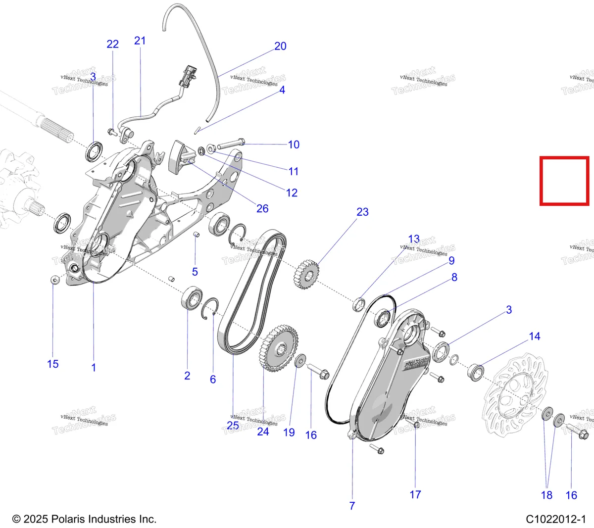 Деталь 5334764 (Вентиляция трубка 155 × 75, DIA Polaris 800 AXYS Pro RMK LE 155 (2017) (5334764)) на схеме узла Drive Train, Chaincase S27tde6rs