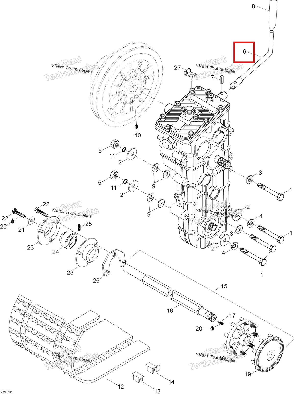 Деталь 5340902 (Деталь Shift Handle) на схеме узла 2007 Ski-Doo Skandic SUV 550F Drive System 550F Suv