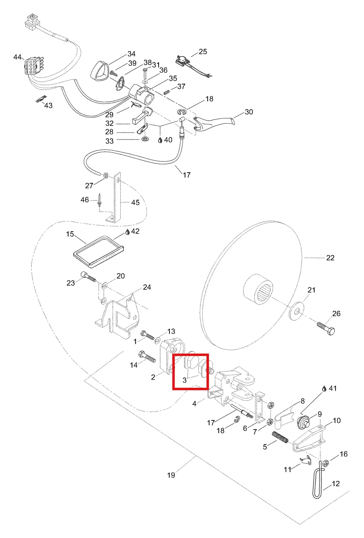 Деталь 5340914 (Деталь Brake Support) на схеме узла 06- Brake Assy