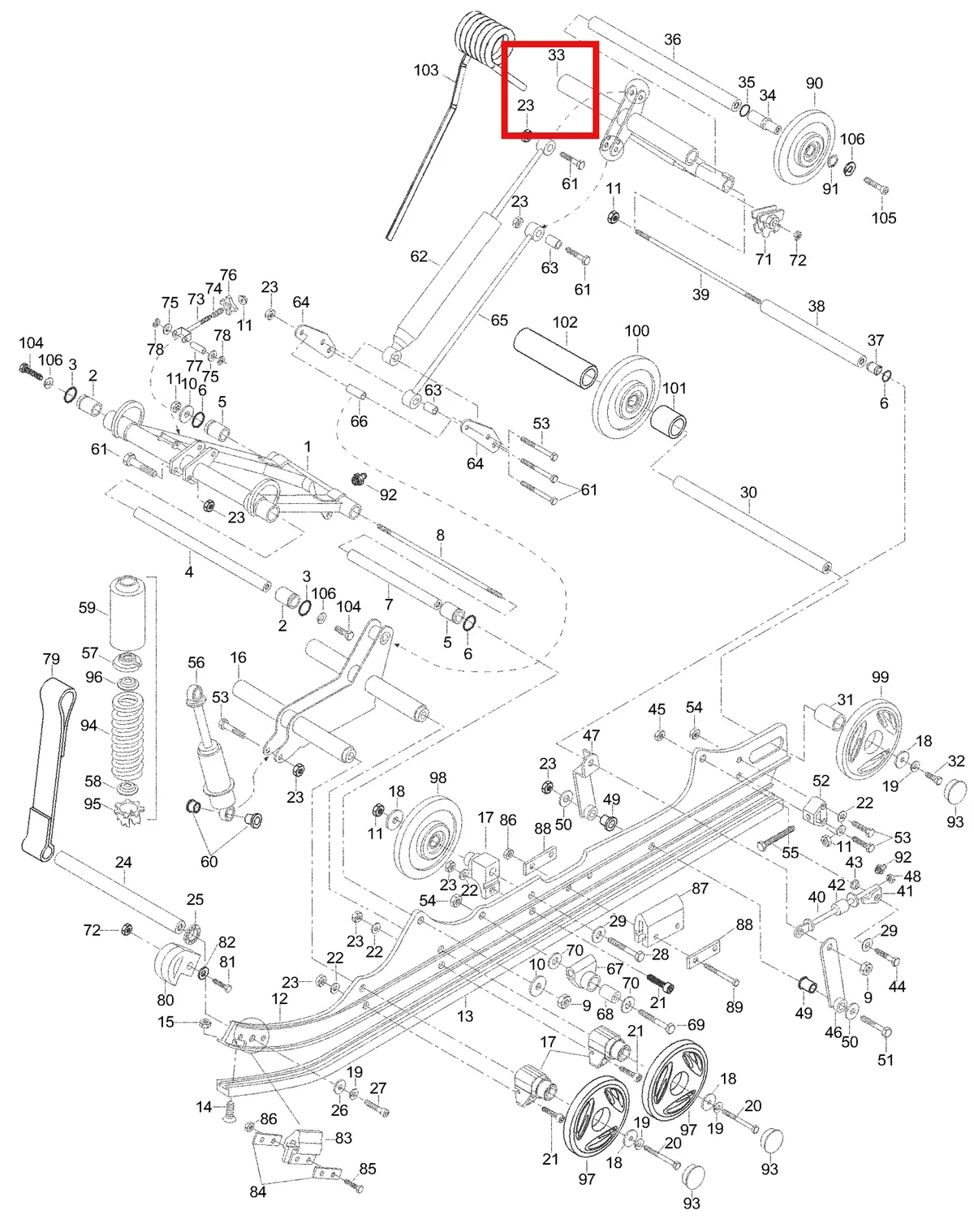 Деталь 5341640 (Пружина левая) на схеме узла 08- Rear Suspension