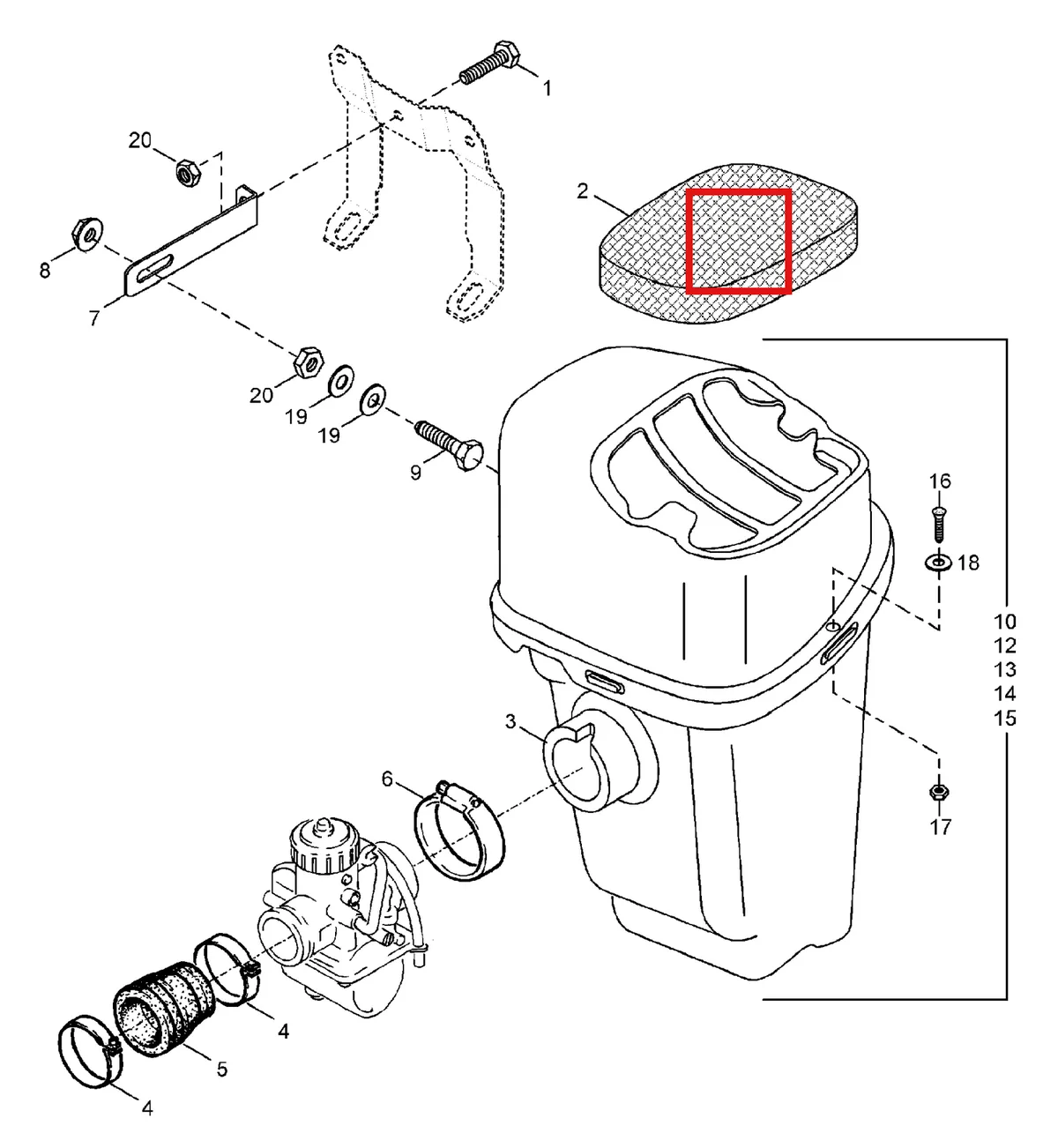 Деталь 5341876 (Деталь Filter Foam) на схеме узла 01- Air Silencer