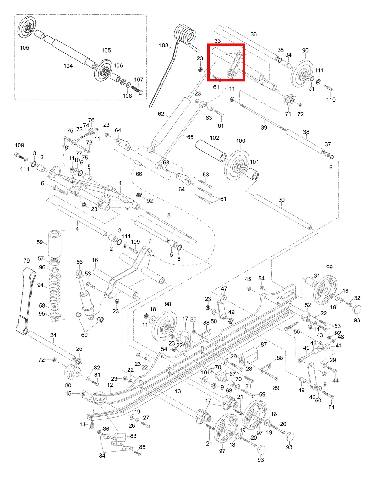 Деталь 5342898 (Пружина левая) на схеме узла 08- Rear Suspension