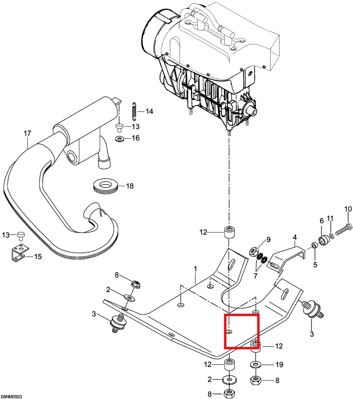 Деталь 5342951 (Деталь Engine Support) на схеме узла 01- Engine And Engine Support, 6900
