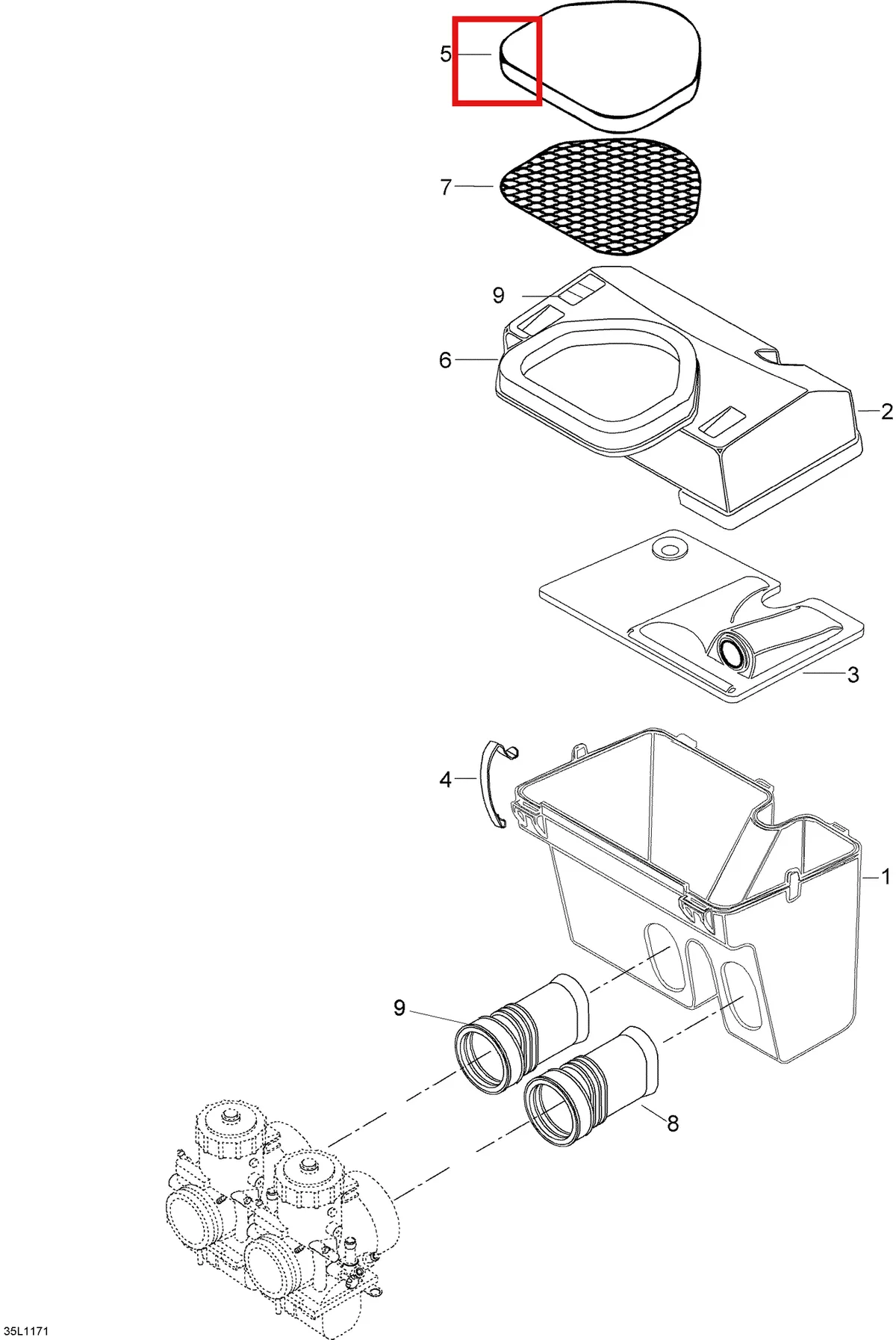 Деталь 5342958 (Фильтр) на схеме узла 02- Air Silencer