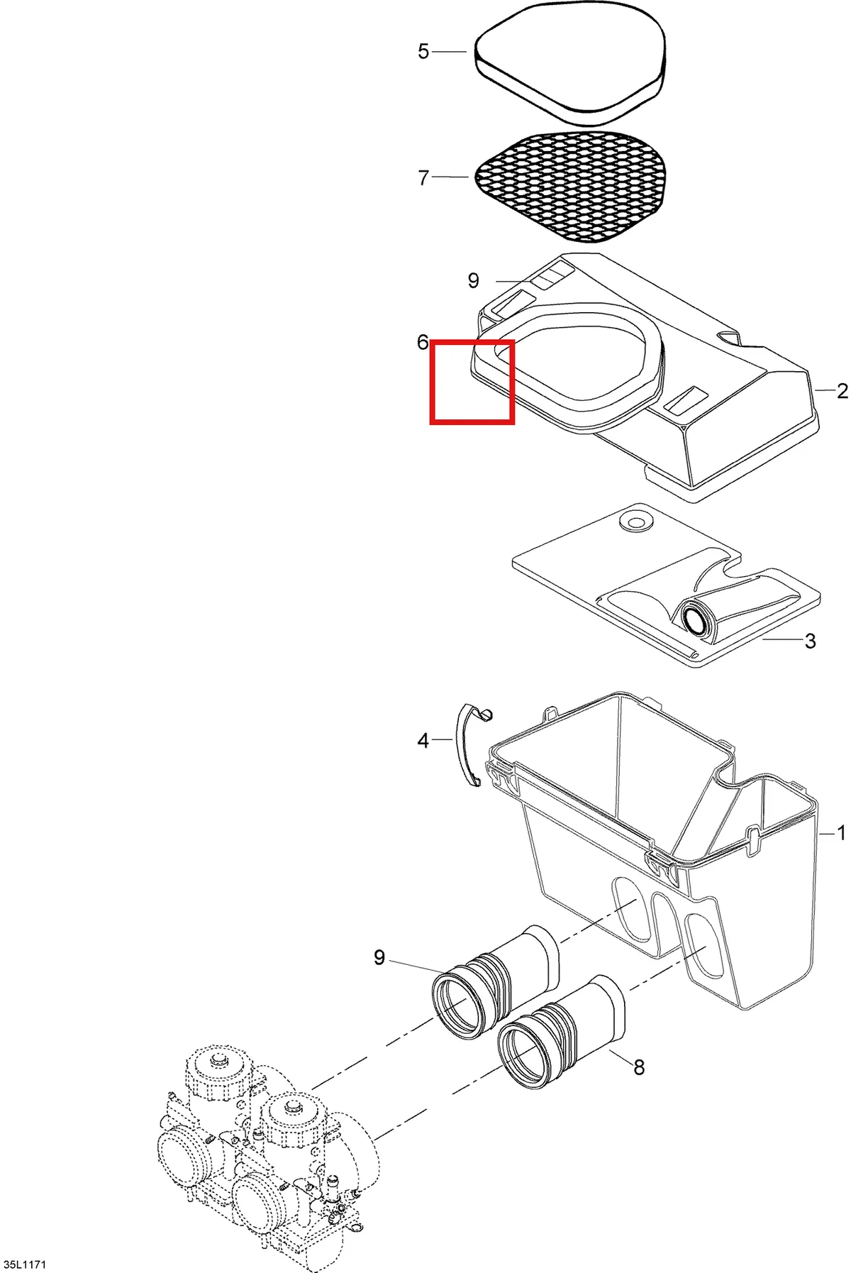 Деталь 5342959 (Деталь Sealing Foam) на схеме узла 02- Air Silencer