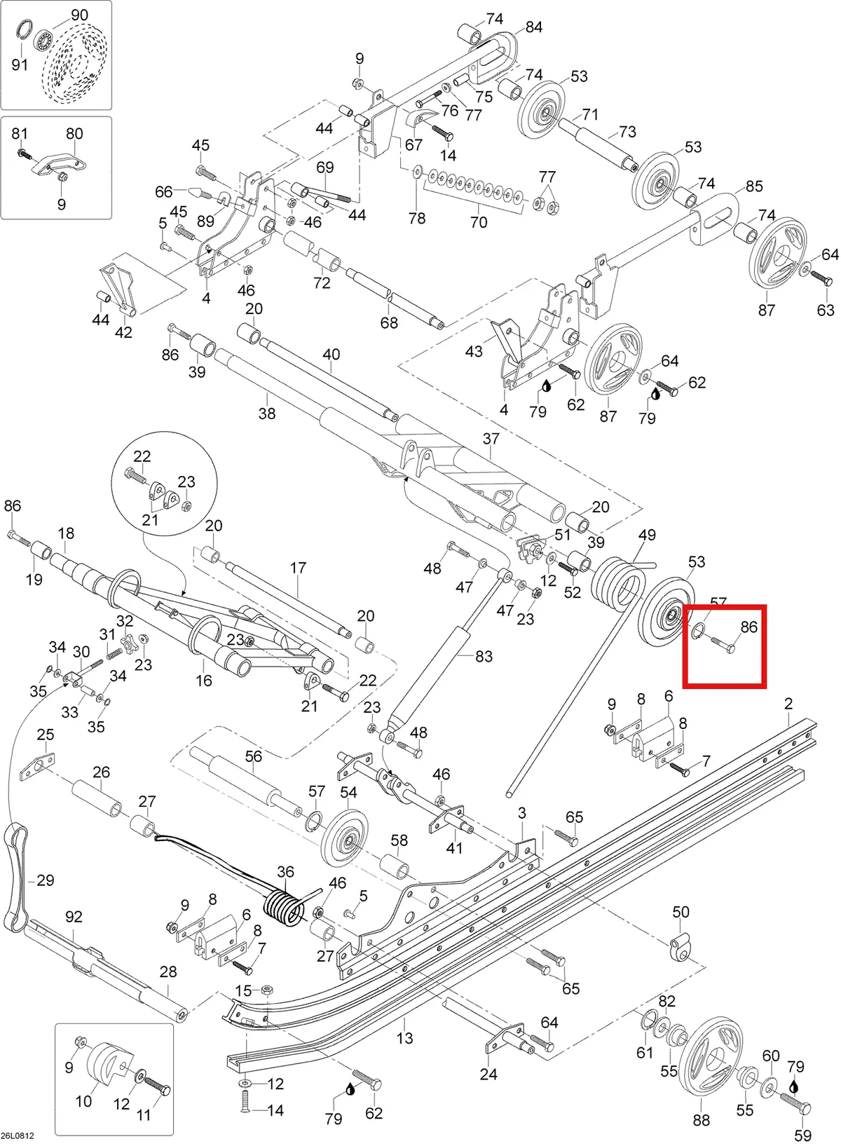 Деталь 5343096 (Деталь Rocking Frame, Rear) на схеме узла 08- Rear Suspension