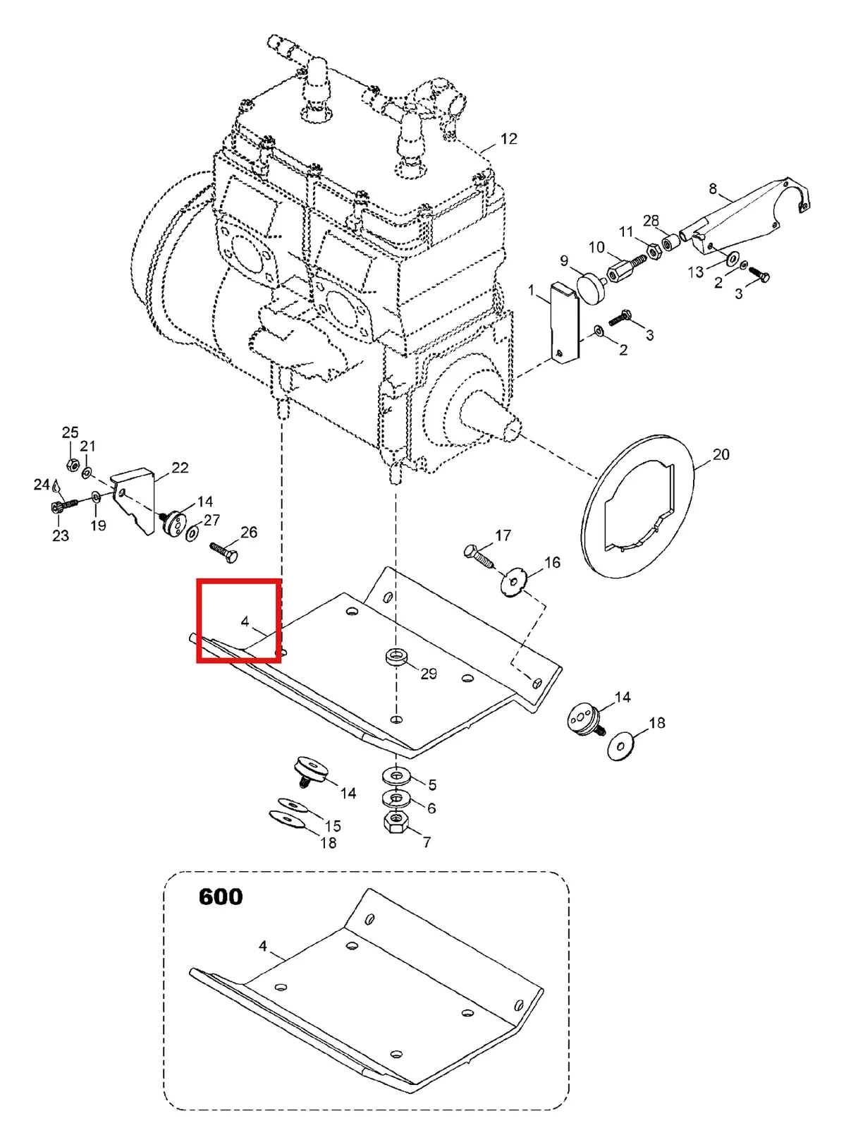 Деталь 5343853 (Деталь Engine Support, Front) на схеме узла 01- Engine Mount Plate