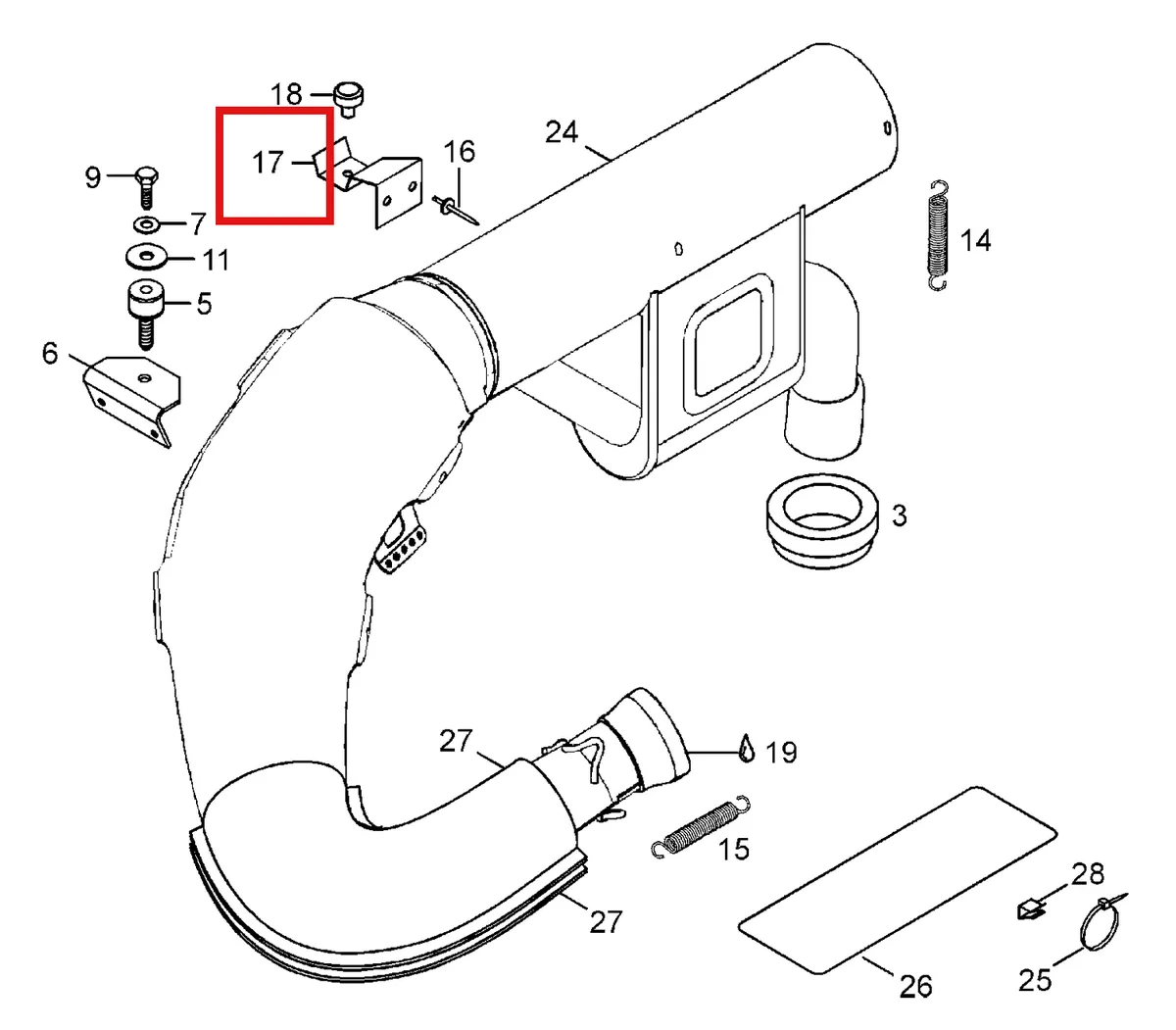 Деталь 5344735 (Деталь Support Tune Pipe) на схеме узла 01- Muffler