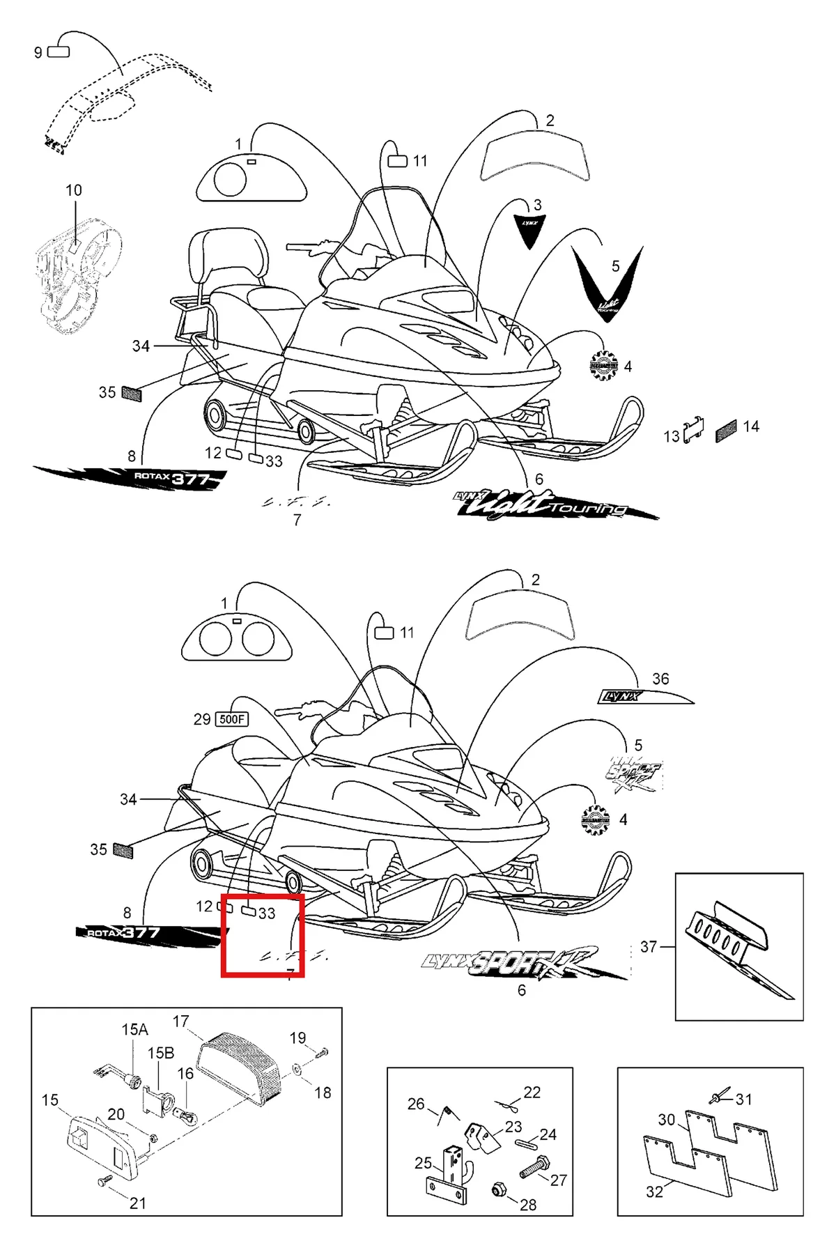 Деталь 5344777 (Деталь Decal 500 F) на схеме узла 09- Equipment