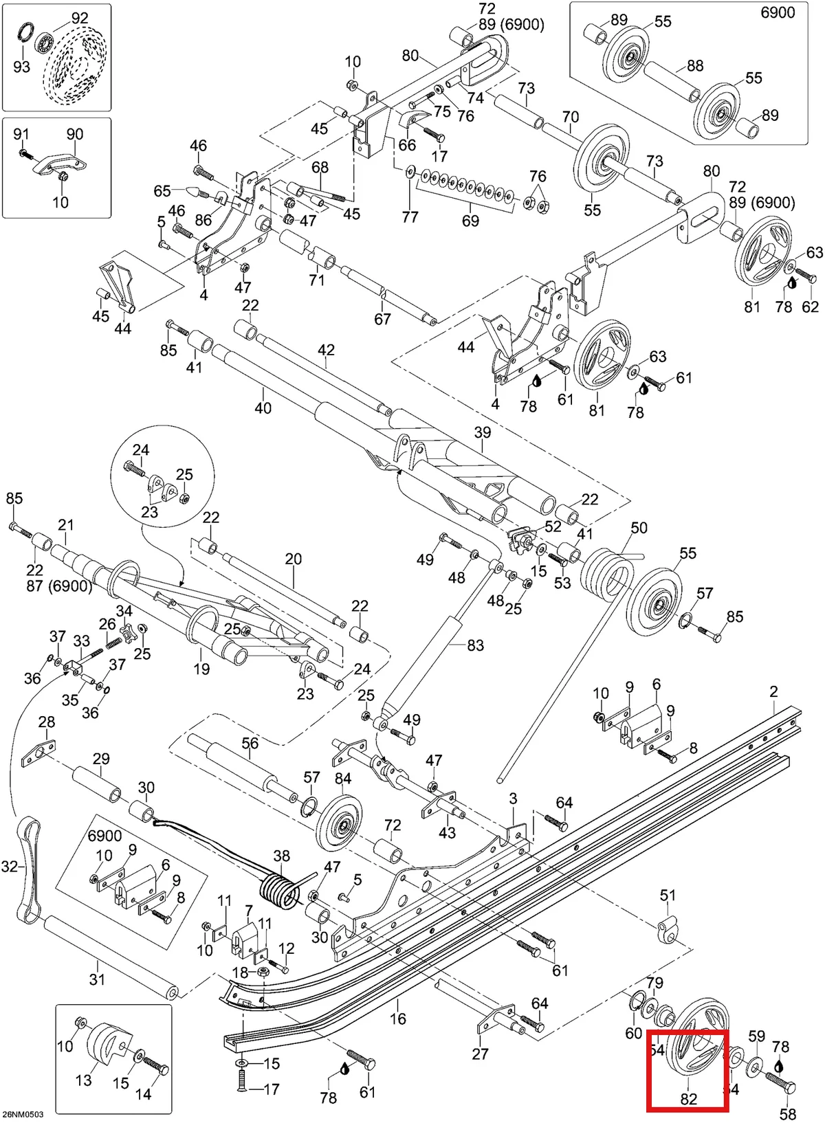 Деталь 5344811 (Деталь Side Plate R.h.) на схеме узла 08- Rear Suspension, 6900