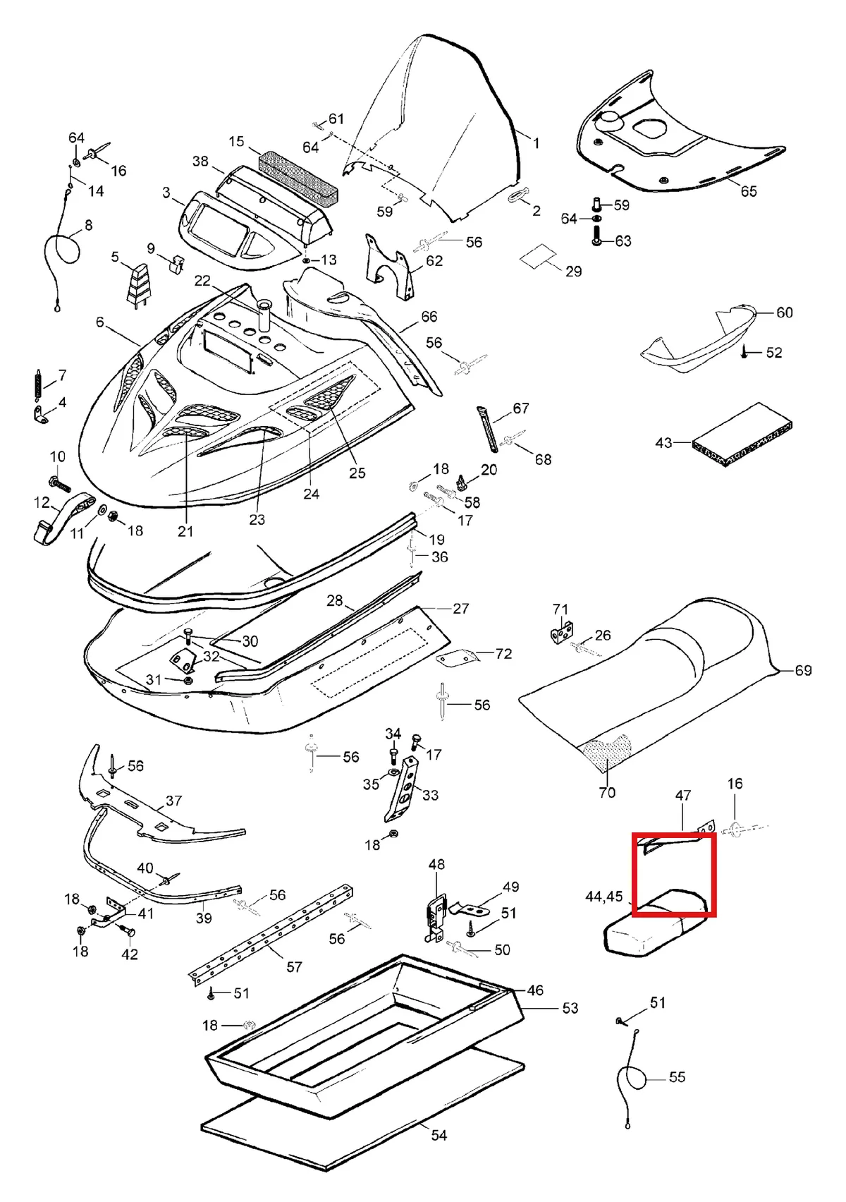 Деталь 5345143 (Деталь Support Plate R.h.) на схеме узла 09- Hood