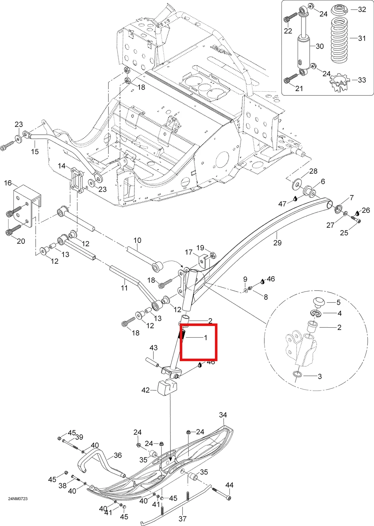 Деталь 5345902 (Деталь Upper Arm Ass'y. St 600) на схеме узла 07- Front Suspension And Ski