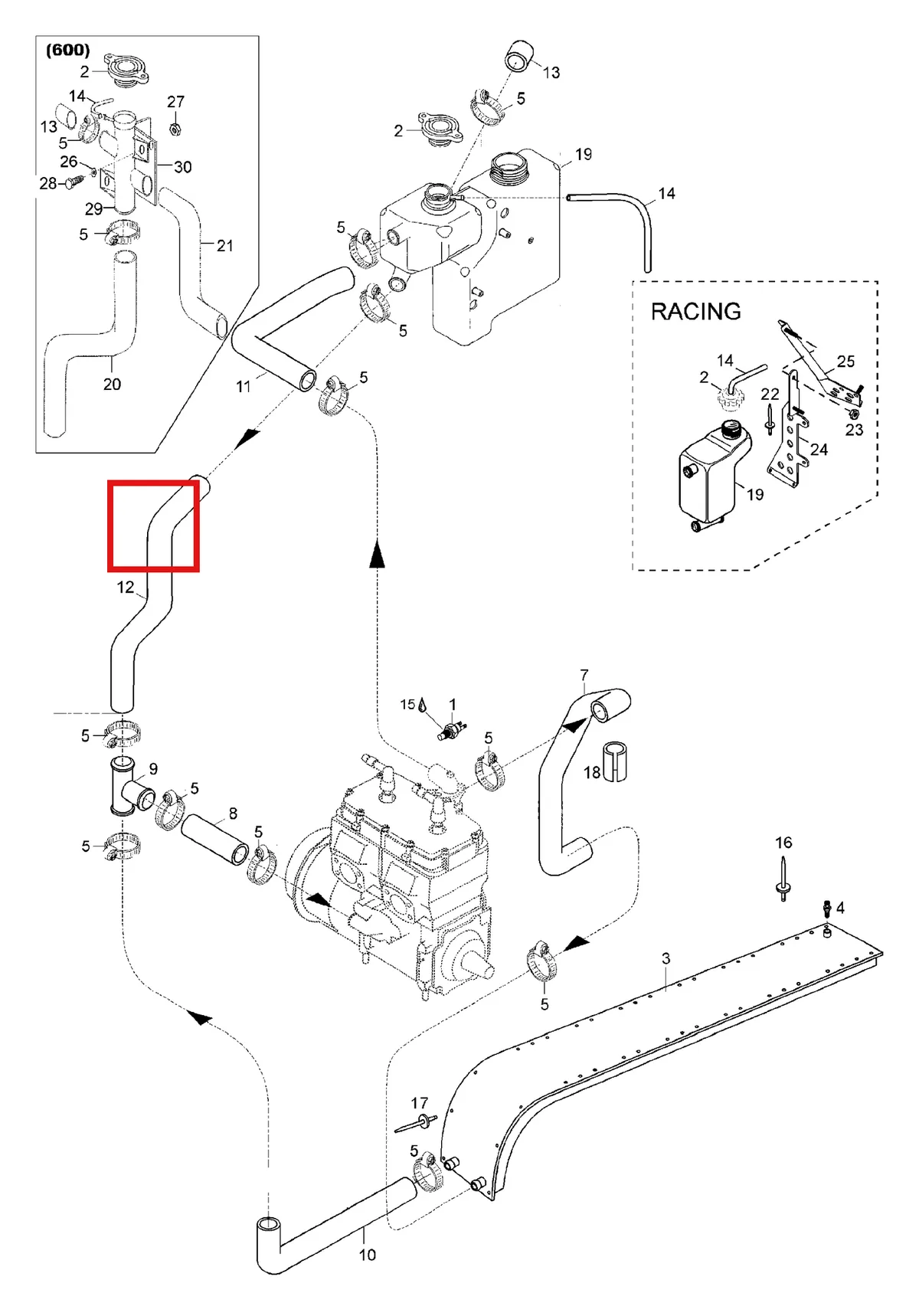 Деталь 5346018 (Шланг) на схеме узла 01- Radiator, Hoses
