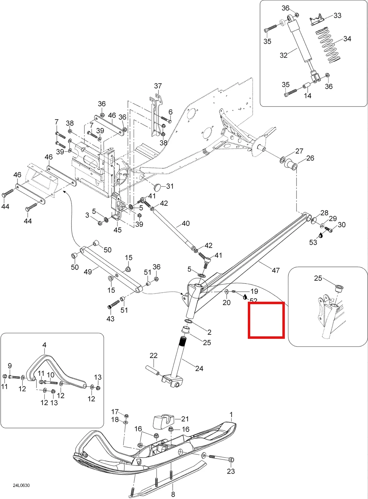 Деталь 5346122 (Деталь Upper Arm. Ranger 600) на схеме узла 07- Front Suspension And Ski