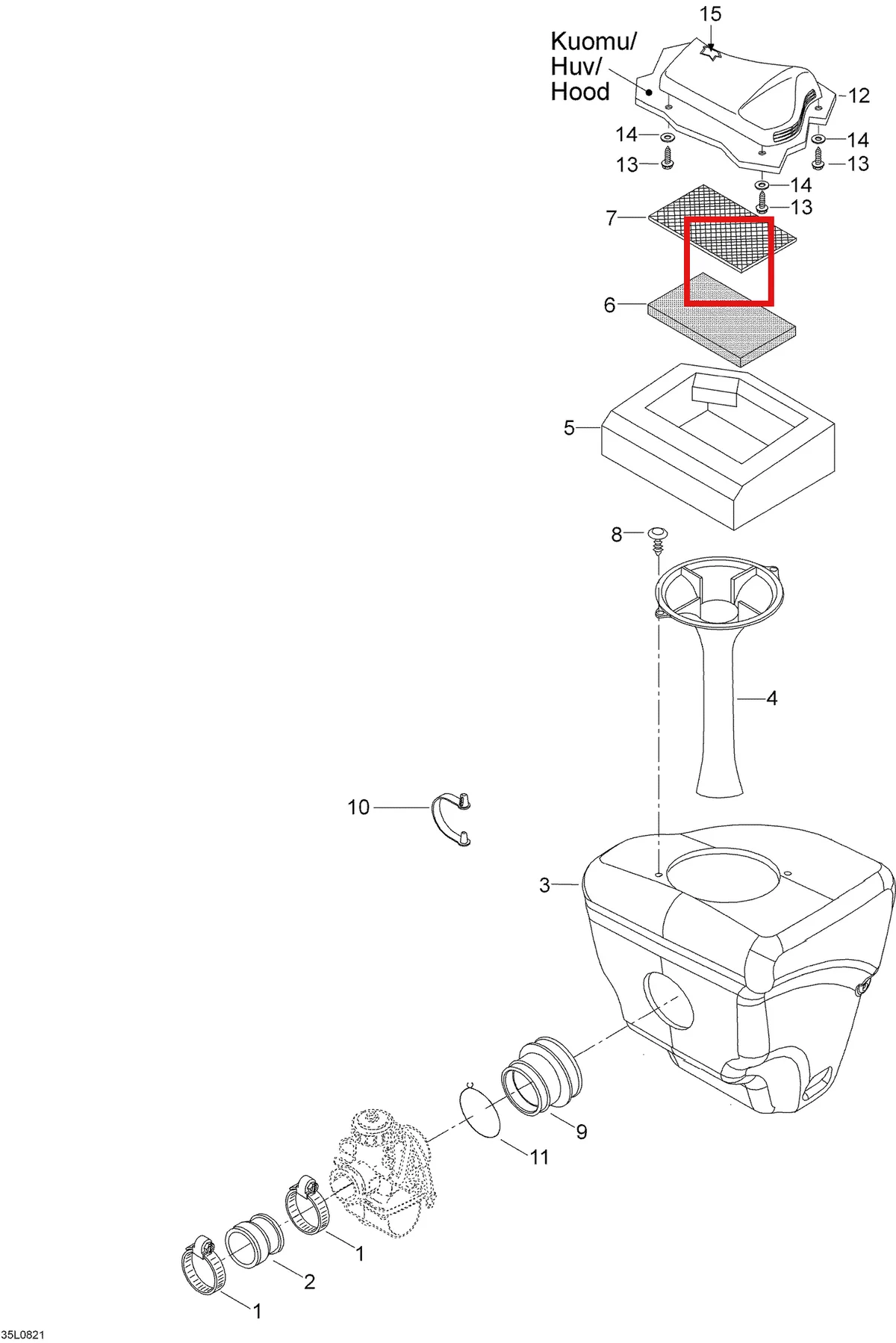 Деталь 5346220 (Деталь Intake Grill) на схеме узла 02- Air Silencer