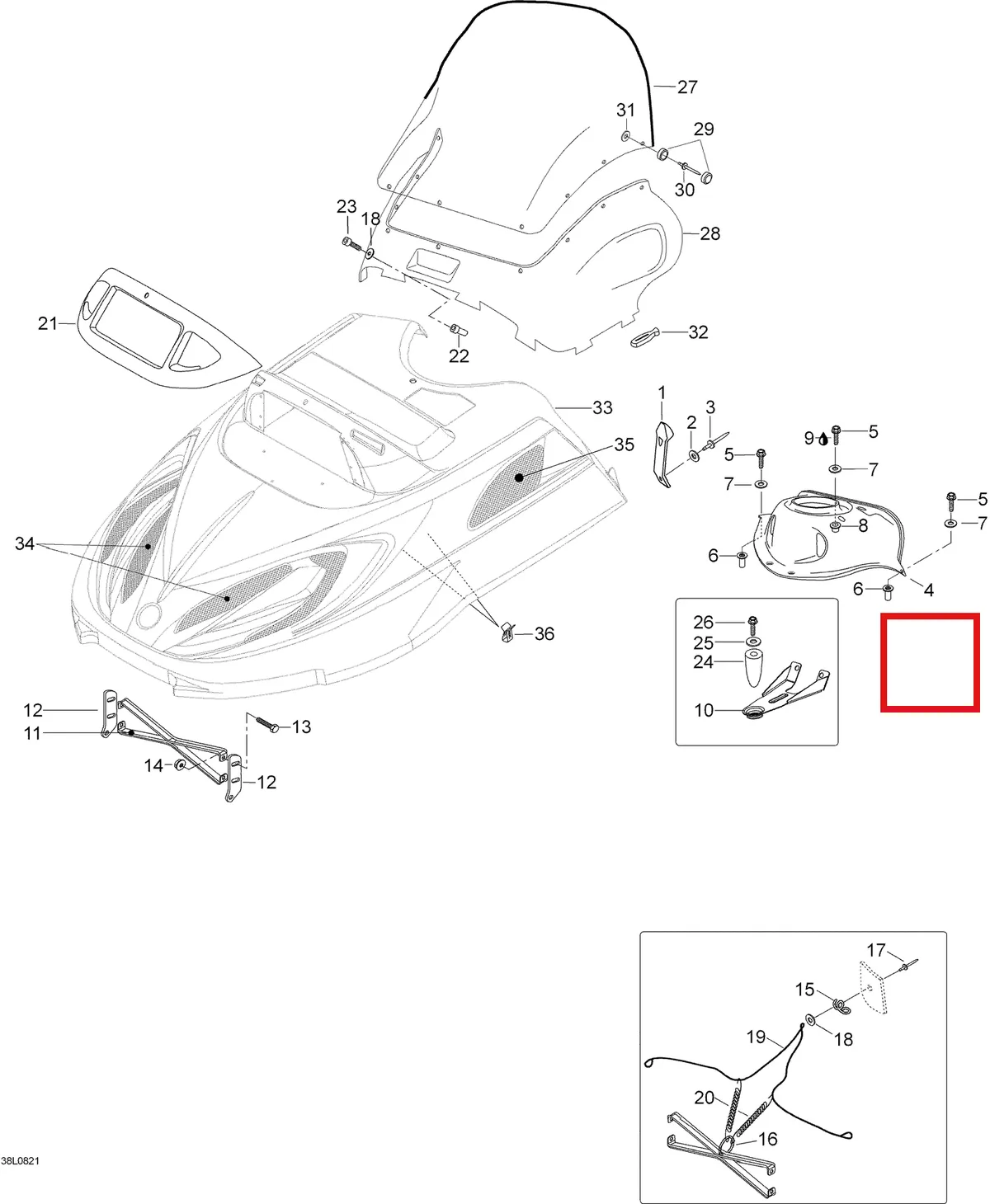 Деталь 5346263 (Деталь R.h/l.h. Rear Grill) на схеме узла 09- Hood