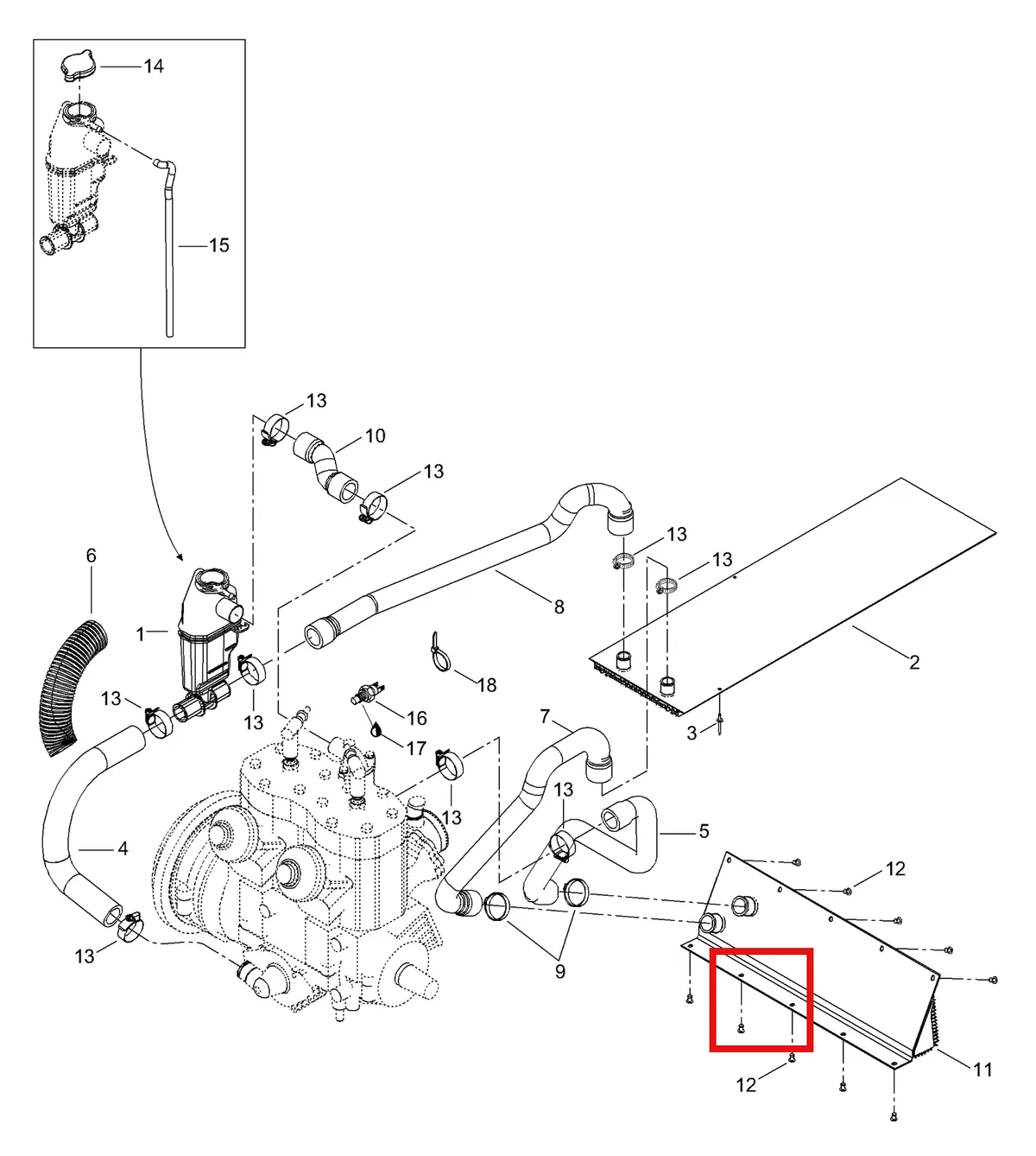 Деталь 5346349 (Шланг) на схеме узла 01- Radiator, Hoses