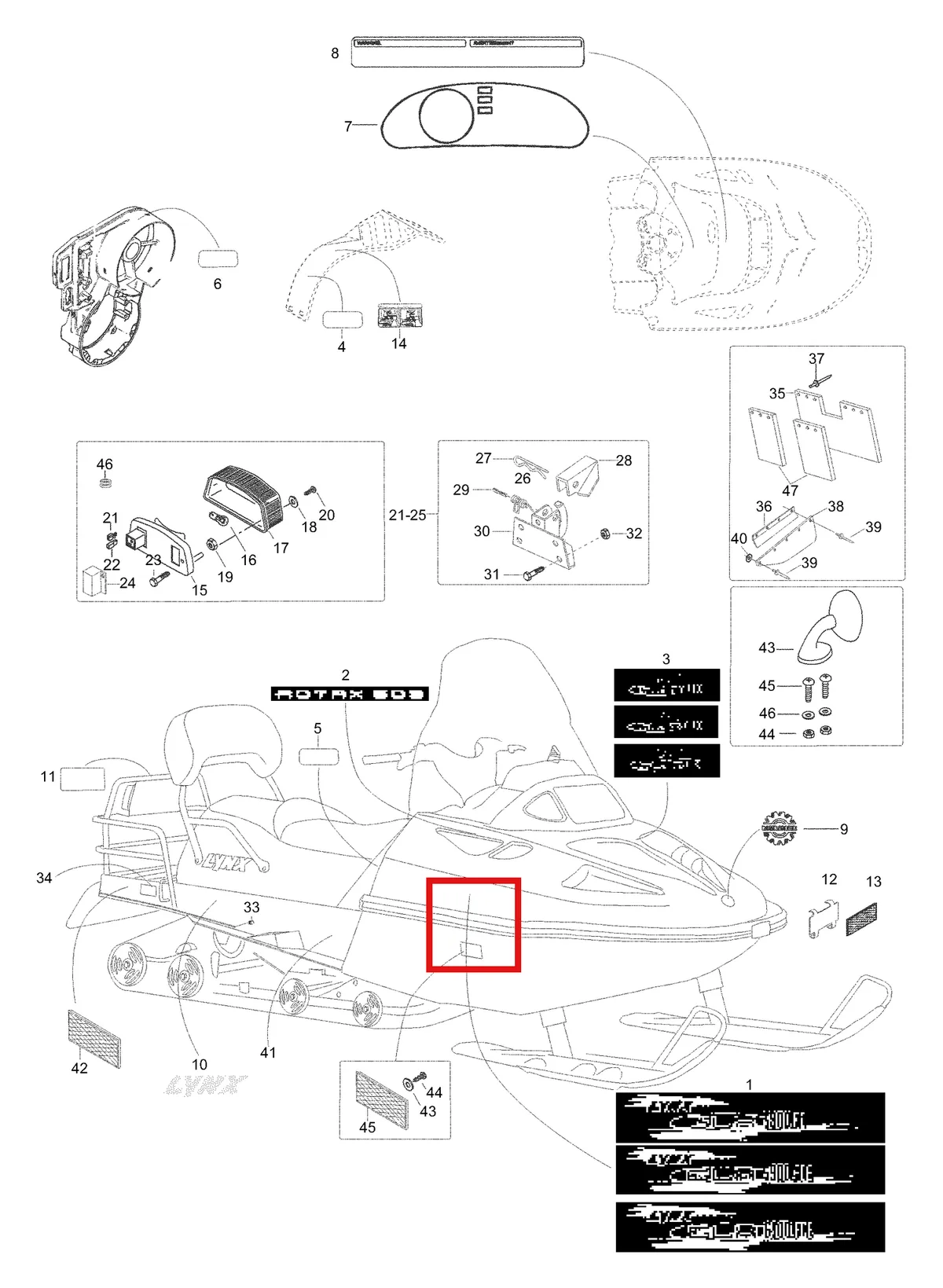 Деталь 5346490 (Деталь Decal, Rotax) на схеме узла 09- Equipment