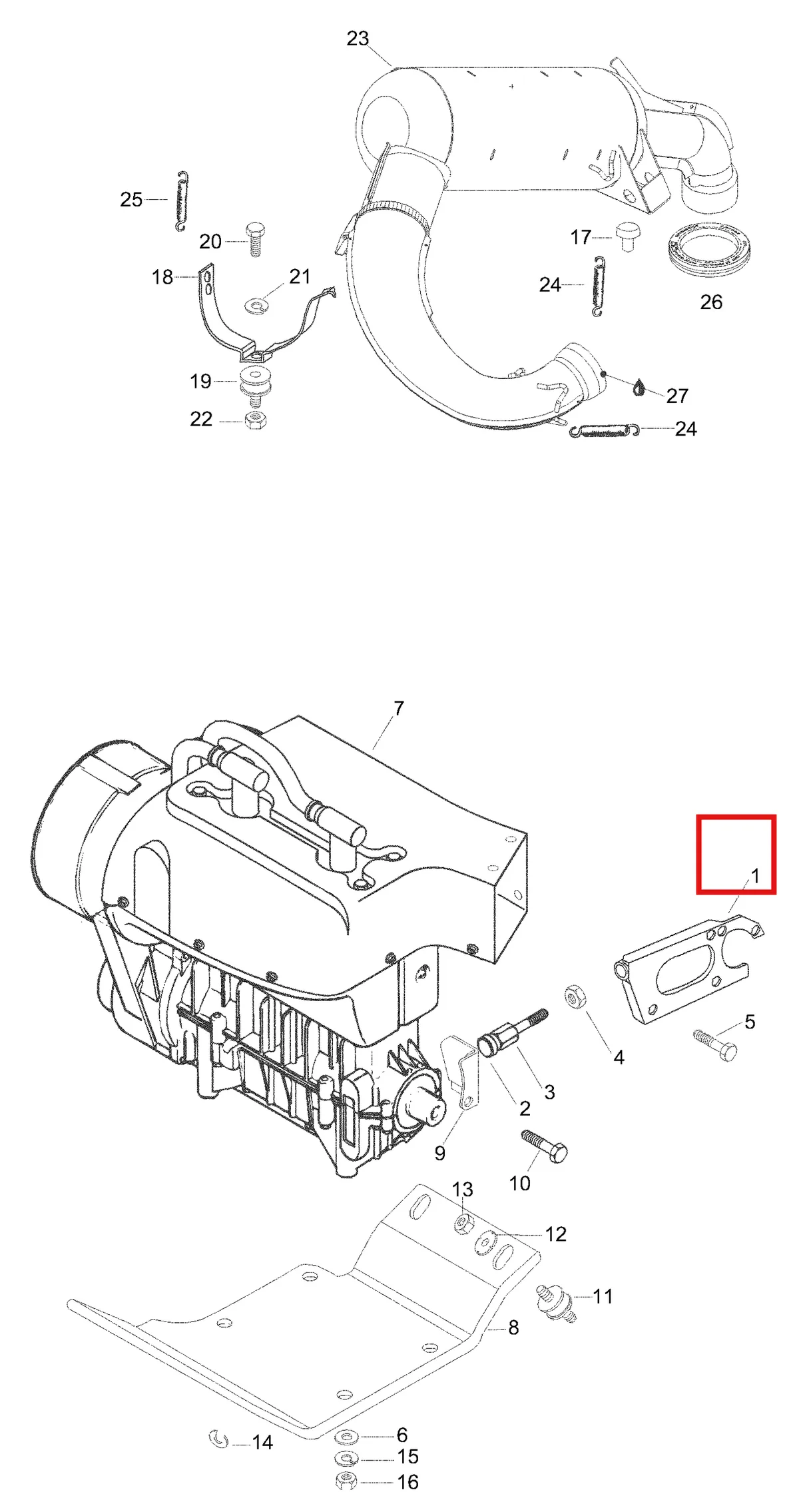Деталь 5346583 (Опорная Плита) на схеме узла 01- Engine Mount Plate/Muffler