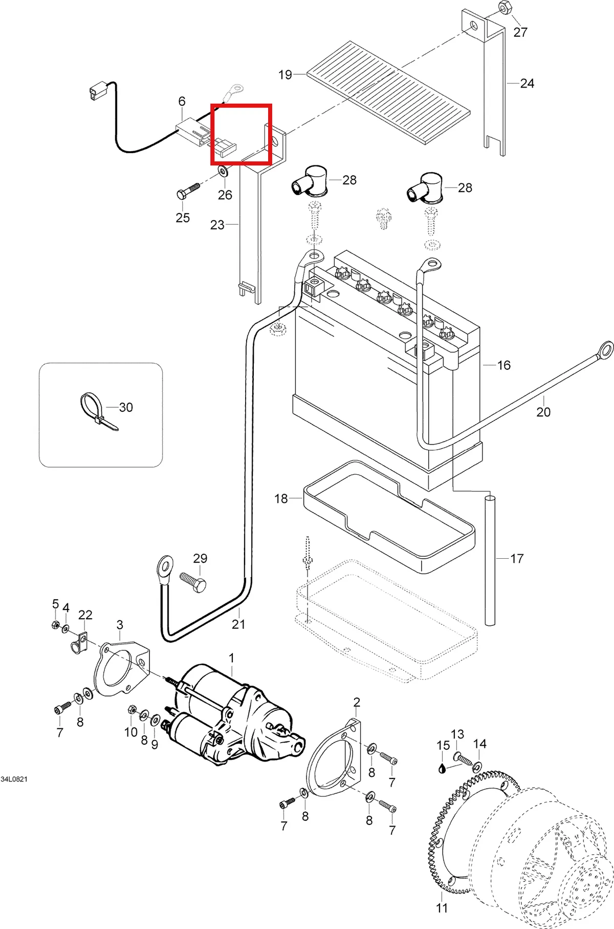 Деталь 5346695 (Деталь Chargening Harness Ass'y) на схеме узла 10- Battery And Starter