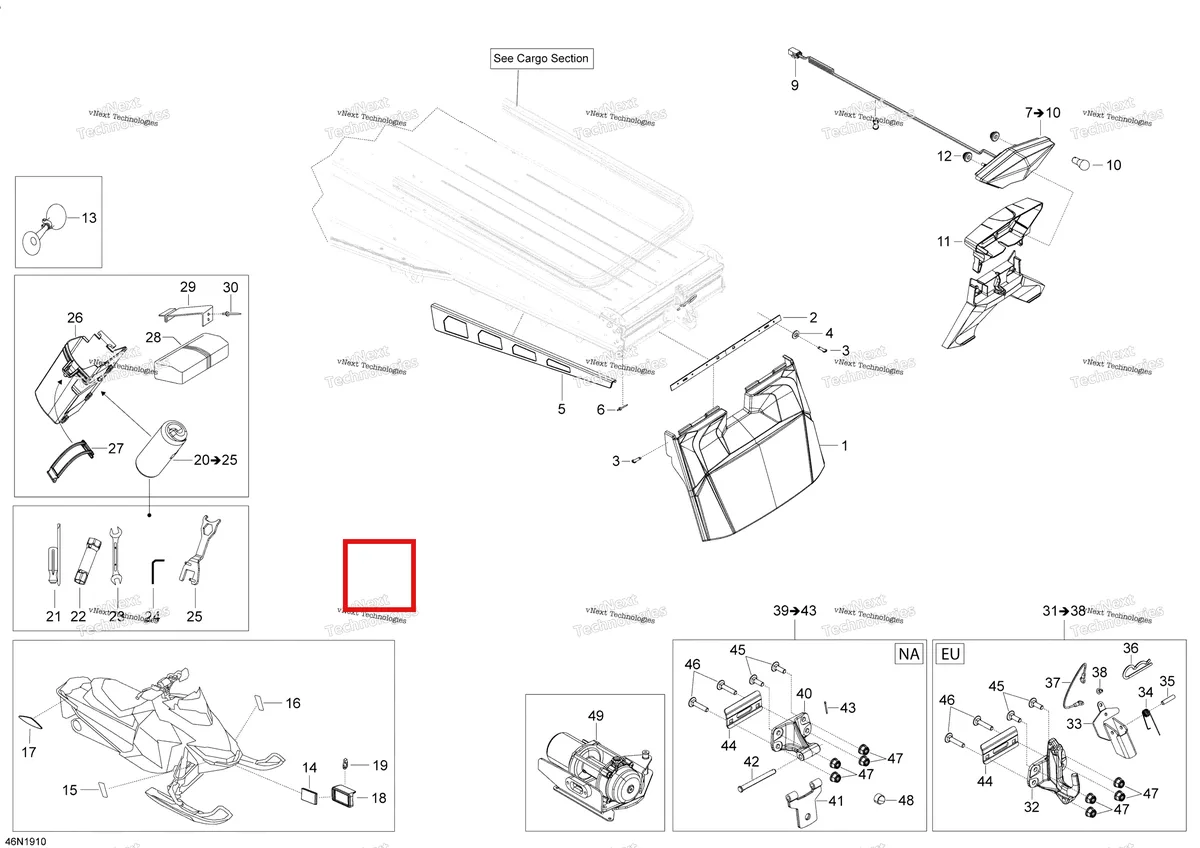 Деталь 5346728 (Деталь Toolkit Support Spring. Ltd Models) на схеме узла 2019 Ski-Doo EXPEDITION LE-SE 1200 4-TEC Utilities - 1200 4-Tec - Europe