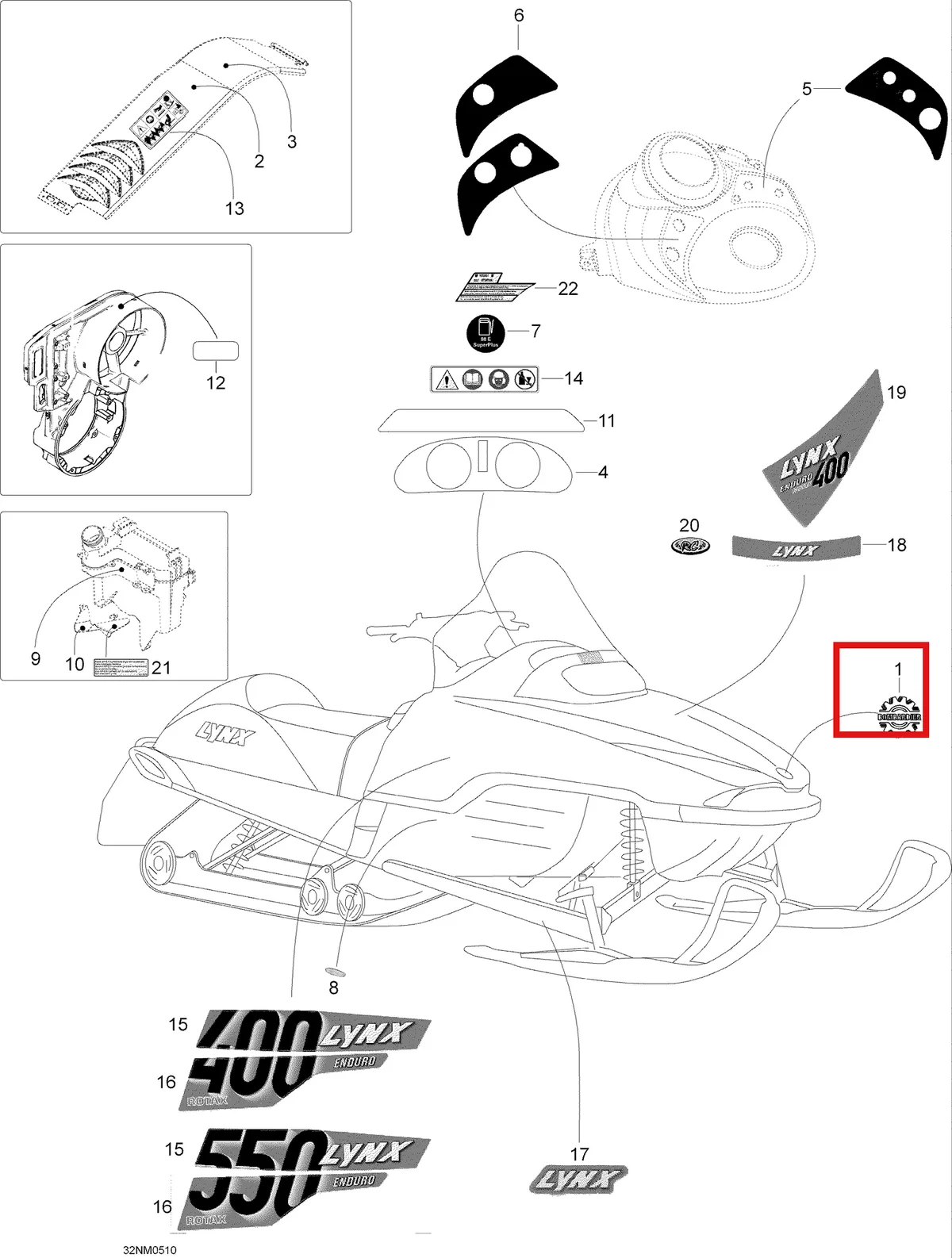 Деталь 5346799 (Деталь Control Panel Decal) на схеме узла 09- Decals, 550