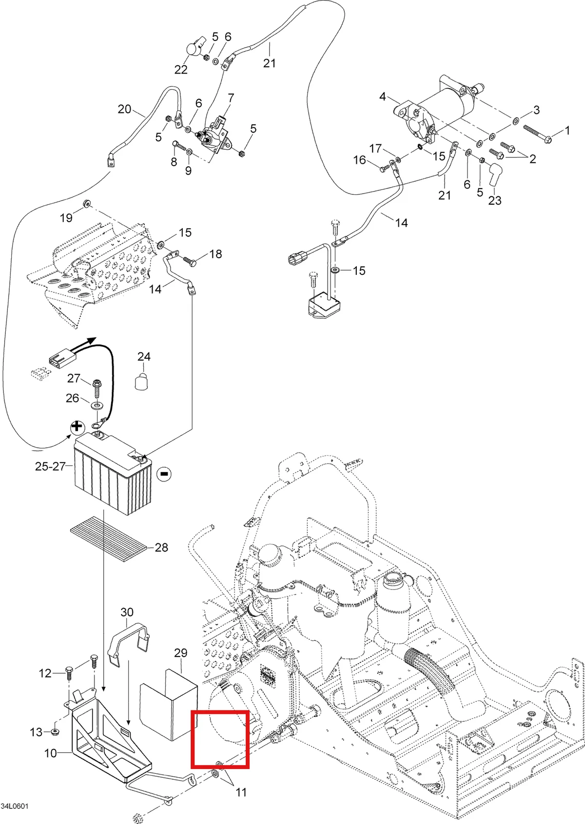 Деталь 5347314 (Опора) на схеме узла 10- Battery And Starter