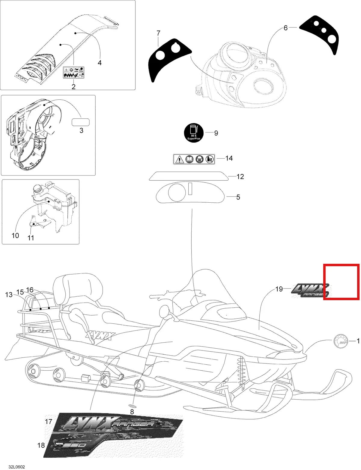 Деталь 5347662 (Деталь Control Panel Decal. Ranger 550) на схеме узла 09- Decals