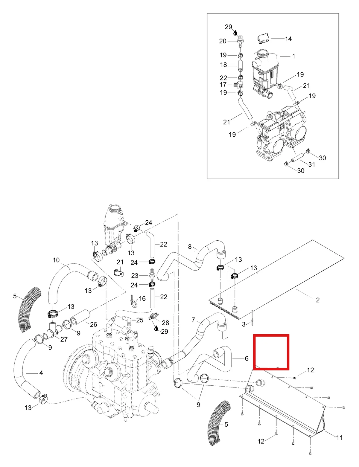 Деталь 5347902 (Шланг) на схеме узла 01- Radiator, Hoses