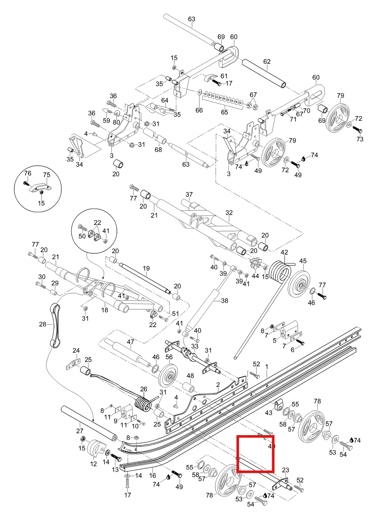 Деталь 538803 (Вал) на схеме узла 08- Rear Suspension