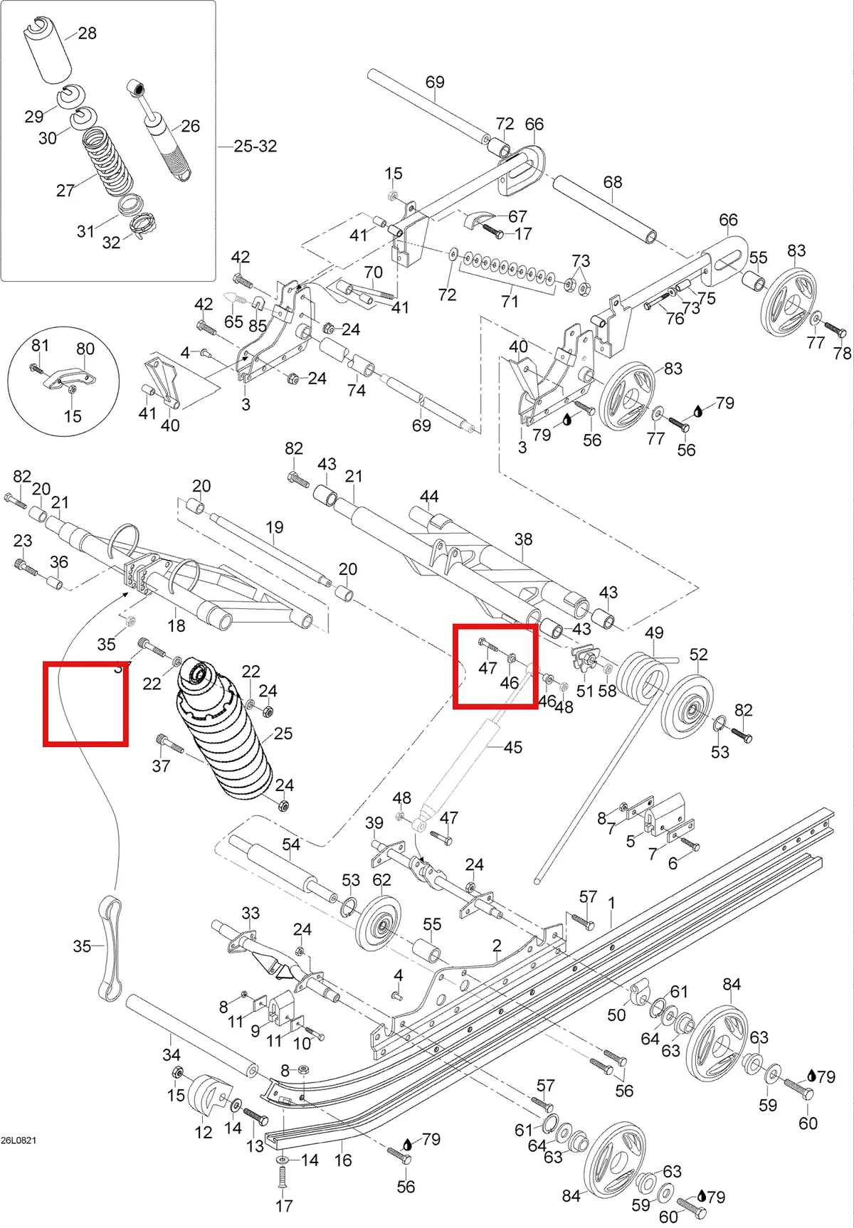 Деталь 538945 (Деталь Upper Axle) на схеме узла 08- Rear Suspension