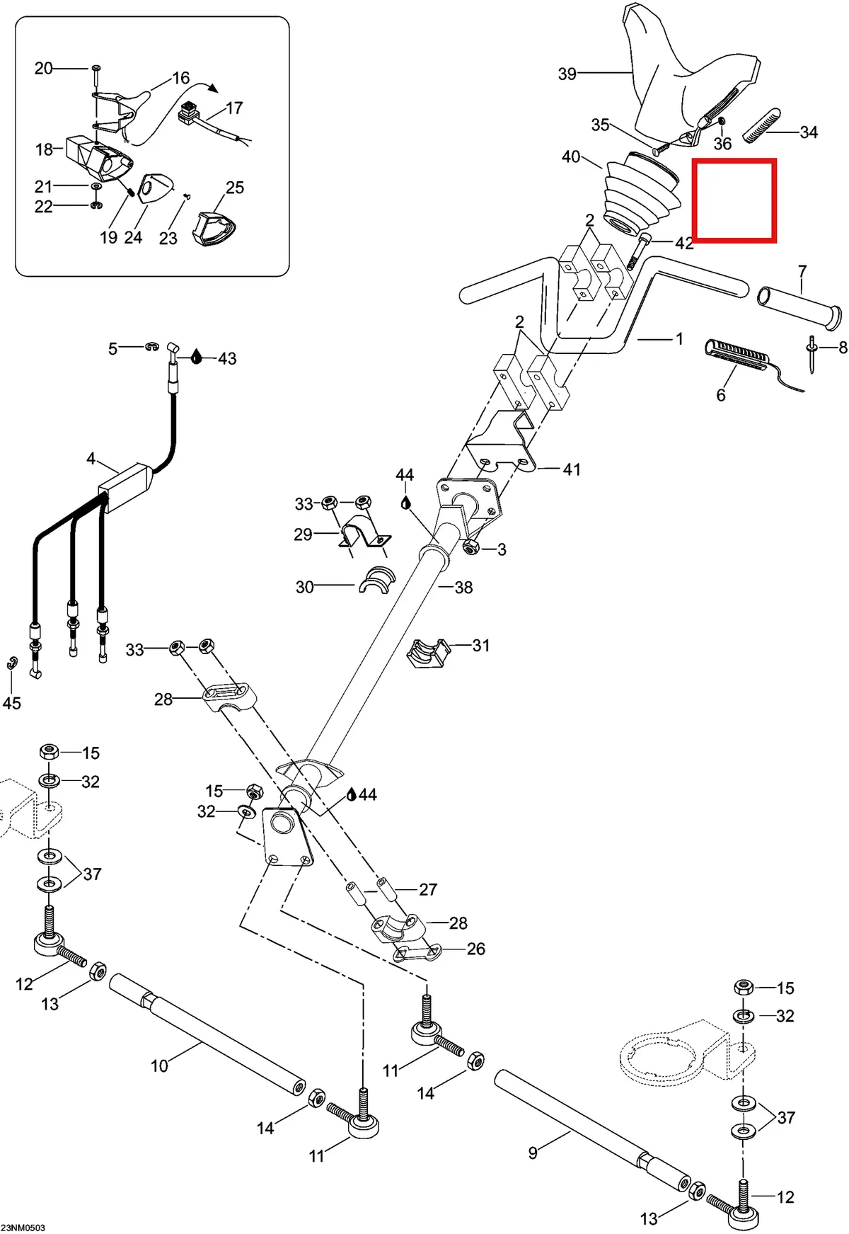 Деталь 539033 (Опора) на схеме узла 03- Steering System, 6900
