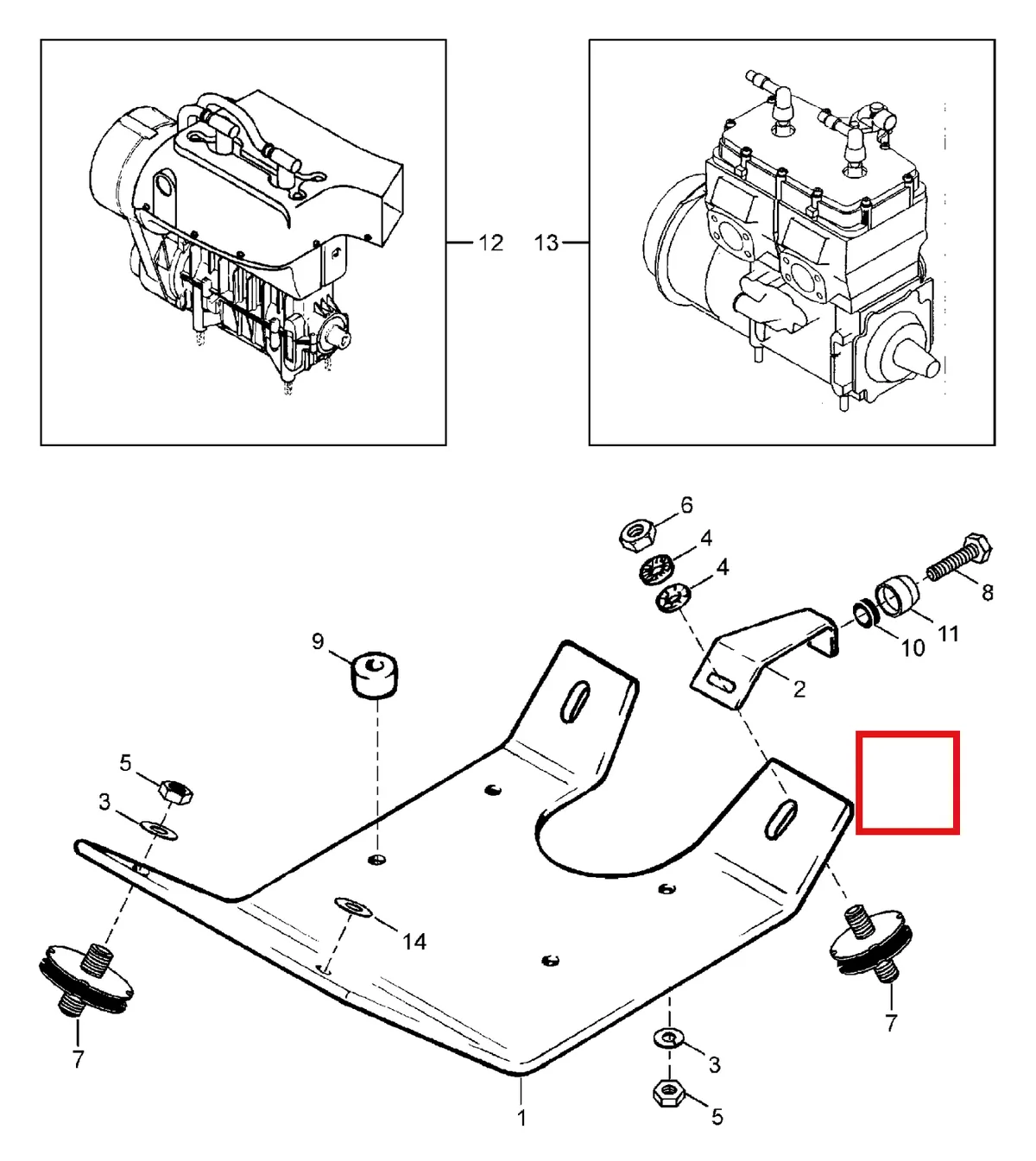 Деталь 539902 (Суппорт) на схеме узла 01- Engine Mount Plate