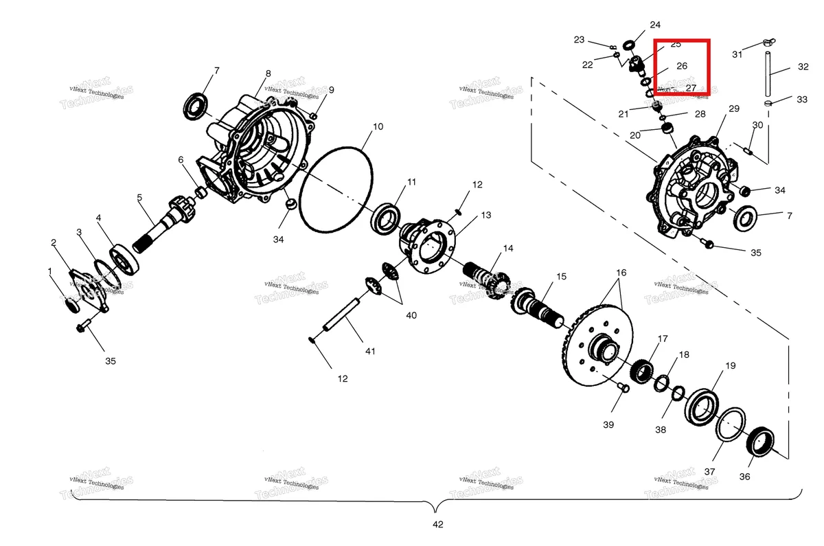 Деталь 5410440 (Уплотнительное кольцо Polaris Widetrak LX (2006) (5410440)) на схеме узла Rear Gearcase (4X4) A11rb42aa/Ab/A11rd50aa (4981798179C14)