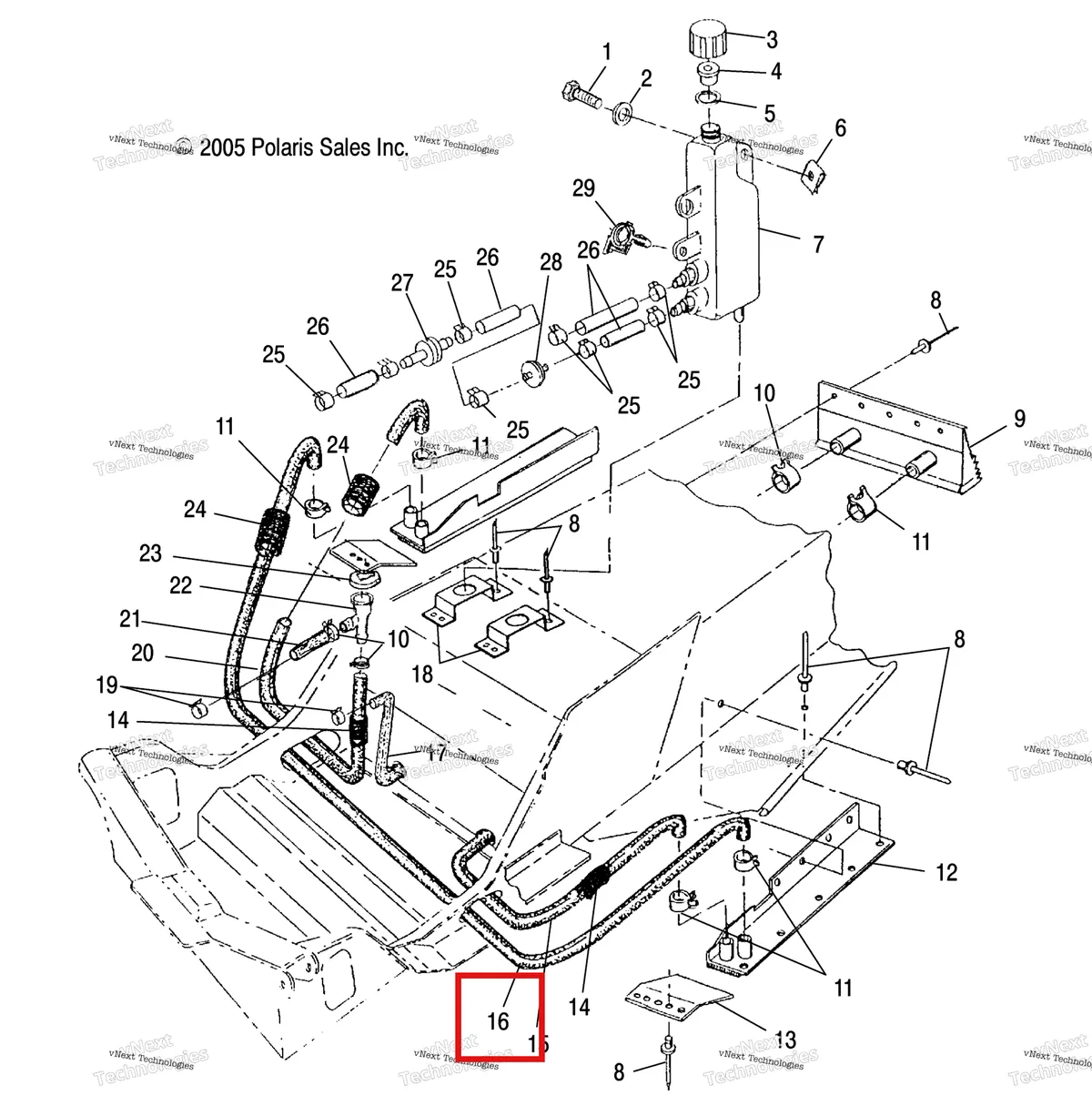 Деталь 5410557 (Шланг CROSSOVER Polaris Widetrak LX (2006) (5410557)) на схеме узла Cooling System
