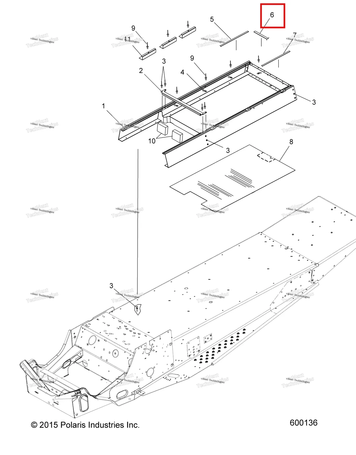 Деталь 5410563 (Сальник короткий сиденье RISER Polaris Widetrak LX (2006) (5410563)) на схеме узла Chassis, Seat Riser