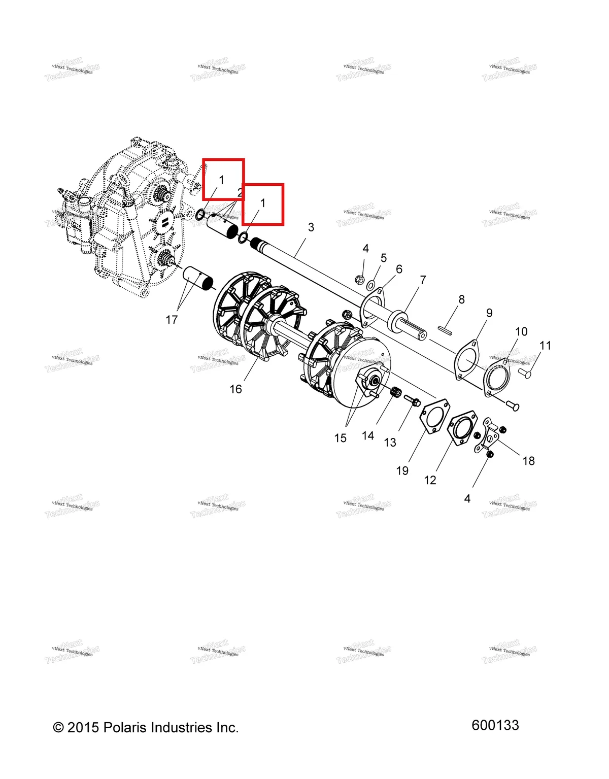 Деталь 5410630 (Уплотнительное кольцо Polaris Widetrak LX (2006) (5410630)) на схеме узла Drive Train, Drive Shaft & Jack Shaft