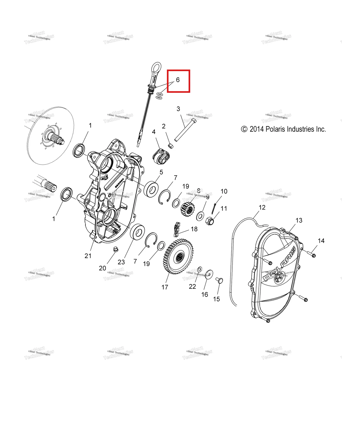 Деталь 5410675 (Уплотнительное кольцо Polaris Widetrak LX (2006) (5410675)) на схеме узла Drive Train, Chaincase