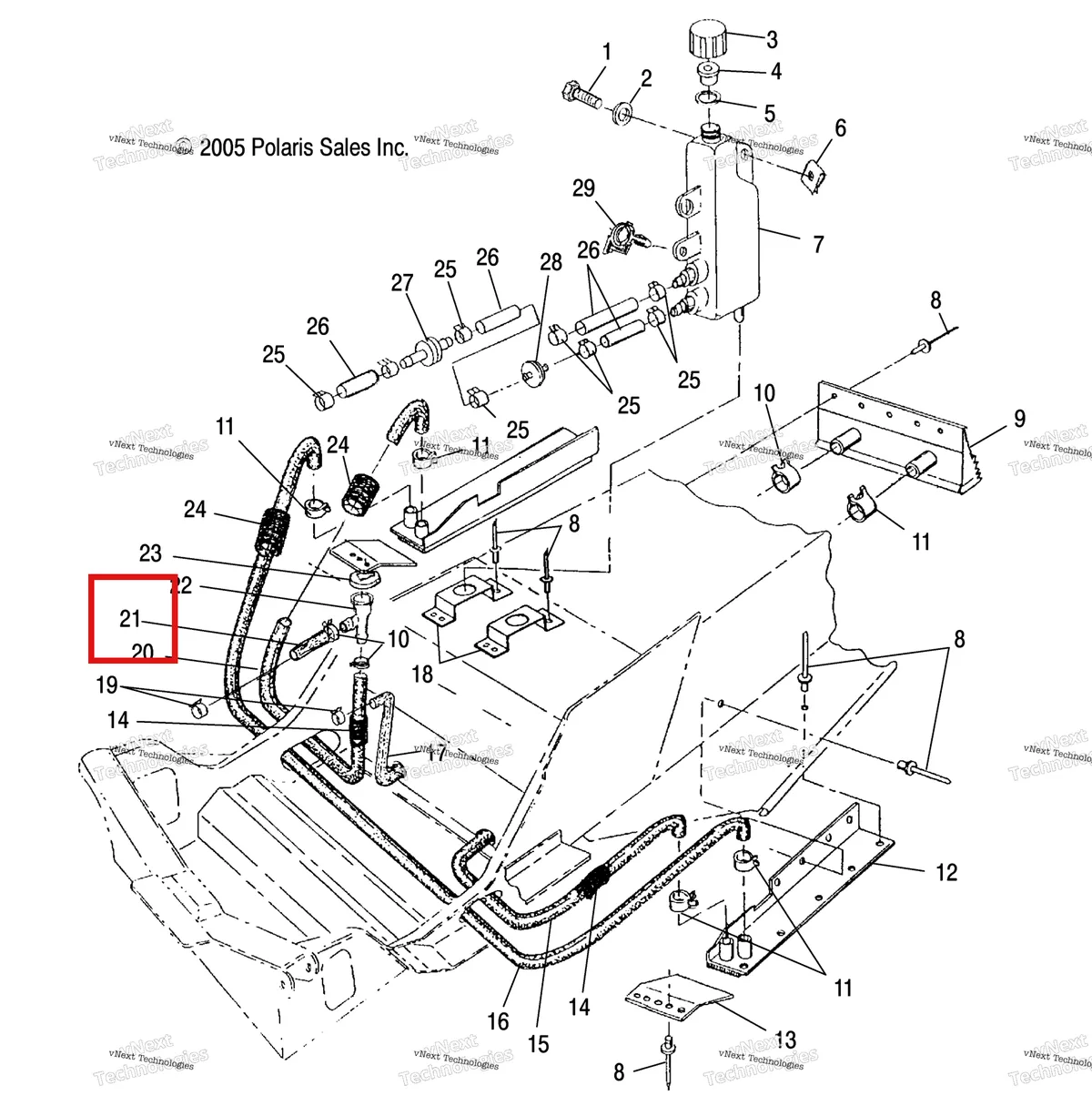 Деталь 5411010 (Шланг ENG OUT / горловина Polaris Widetrak LX (2006) (5411010)) на схеме узла Cooling System