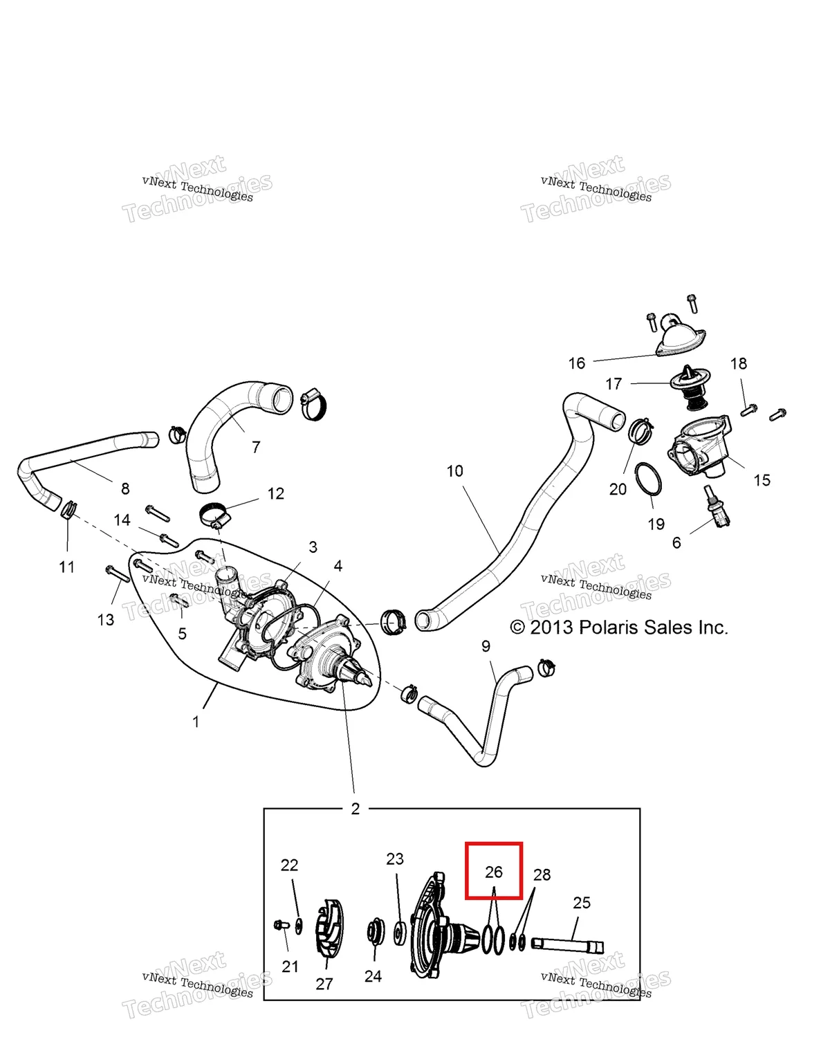 Деталь 5413863 на схеме узла Engine, Waterpump And Bypass