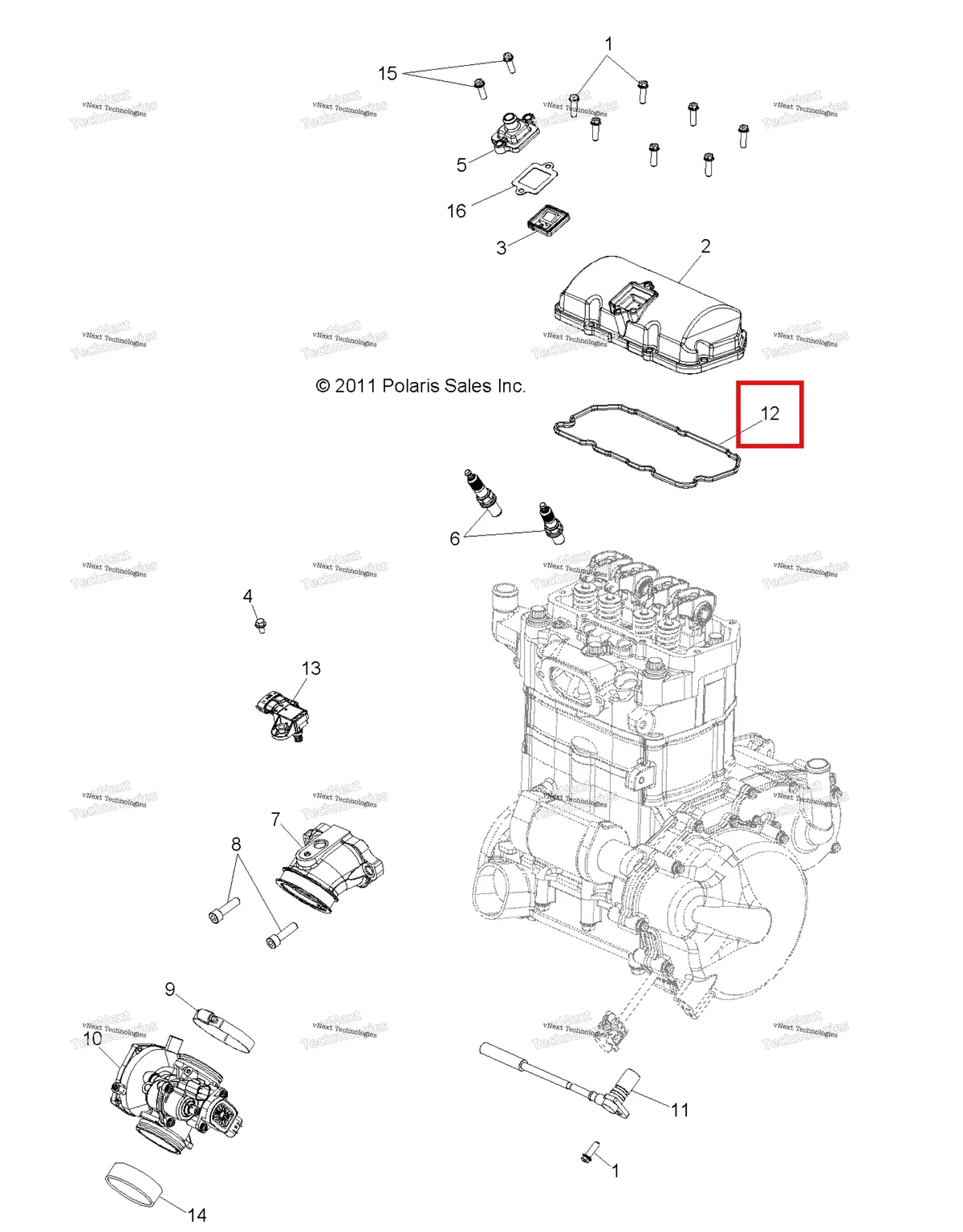 Деталь 5413874 на схеме узла Engine, Throttle Body & Valve Cover