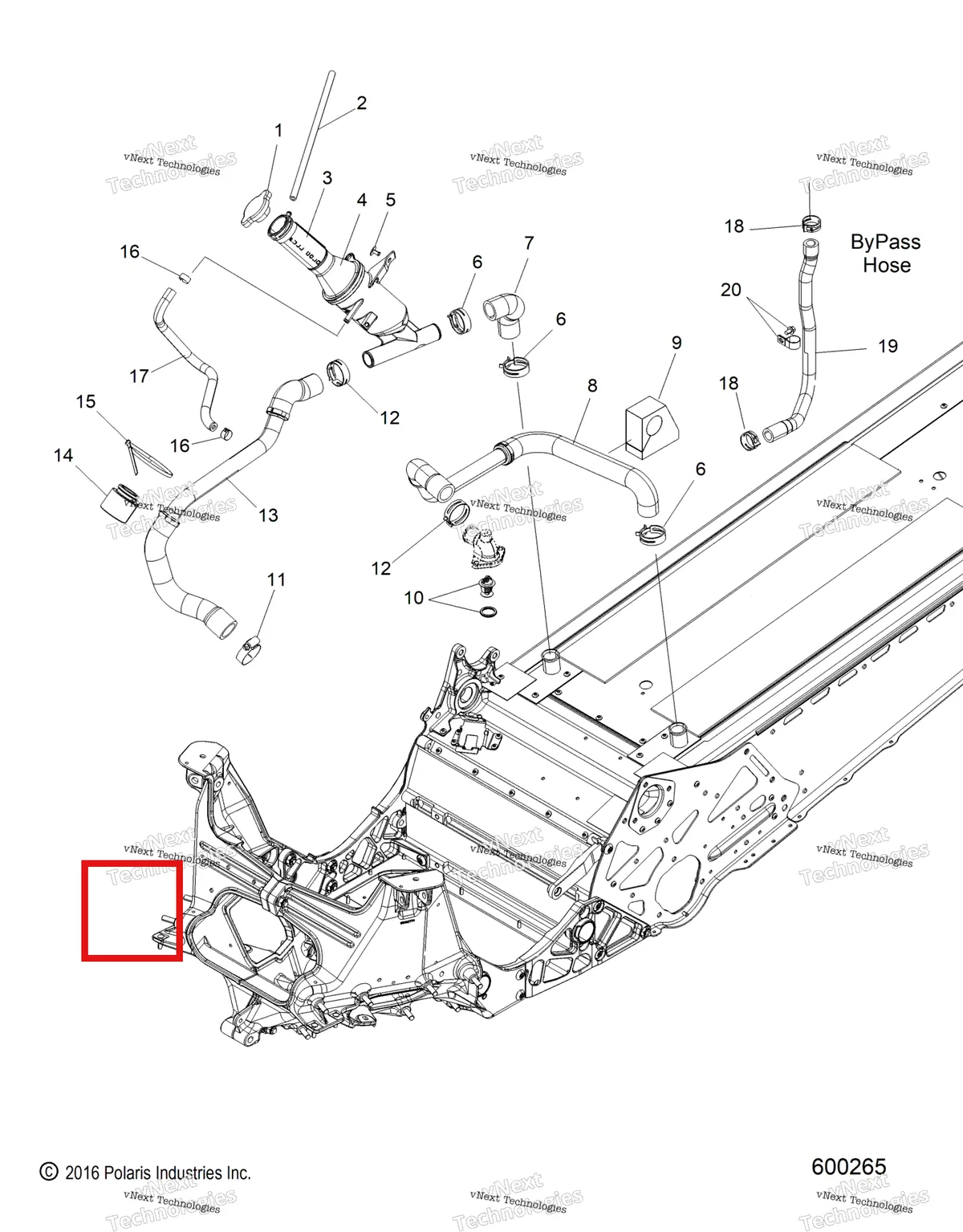 Деталь 5415300 (Крышка EVAP клапан Polaris 800 AXYS Pro RMK LE 155 (2017) (5415300)) на схеме узла Engine, Cooling System All Options