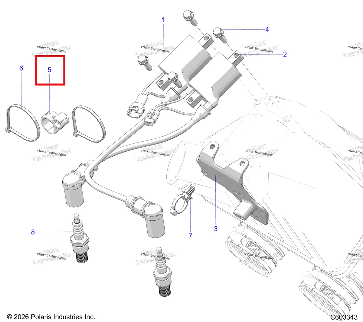 Деталь 5416837 на схеме узла Engine, Coils And Spark Plugs